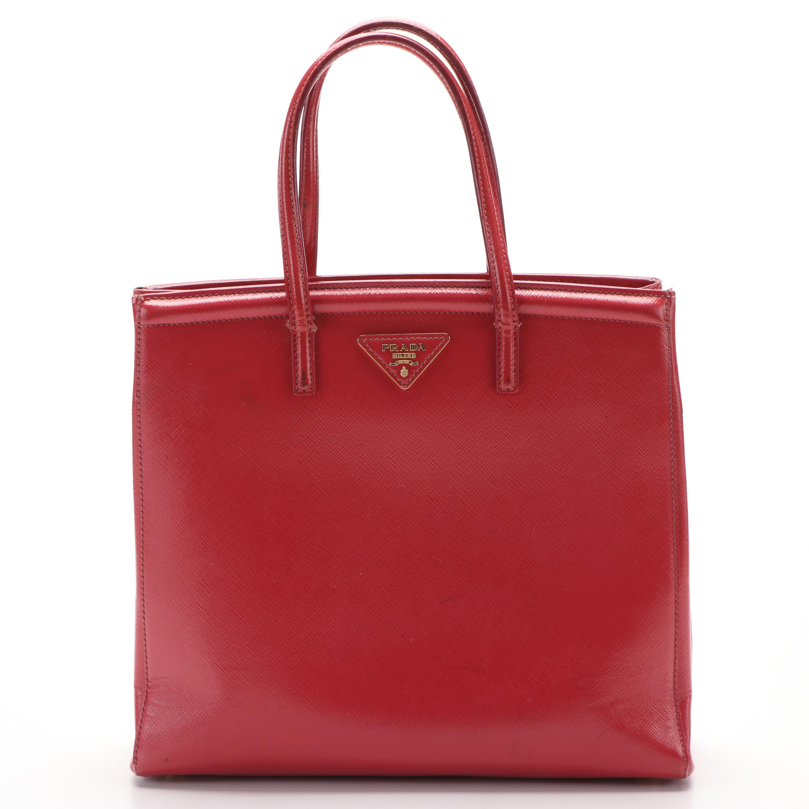 Prada Vernice Leather Convertible Tote Bag