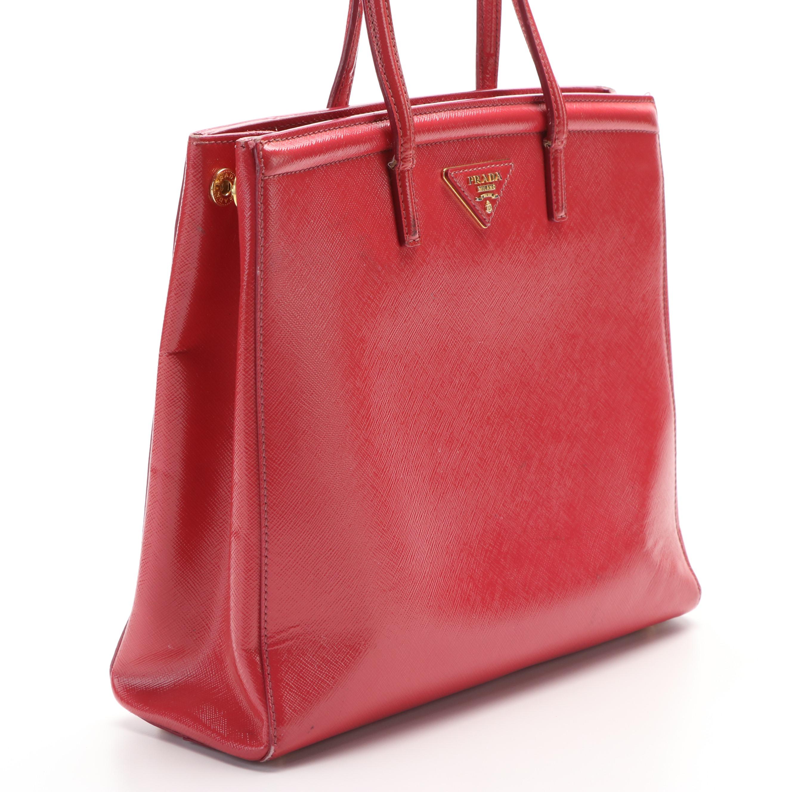 Prada Vernice Leather Convertible Tote Bag
