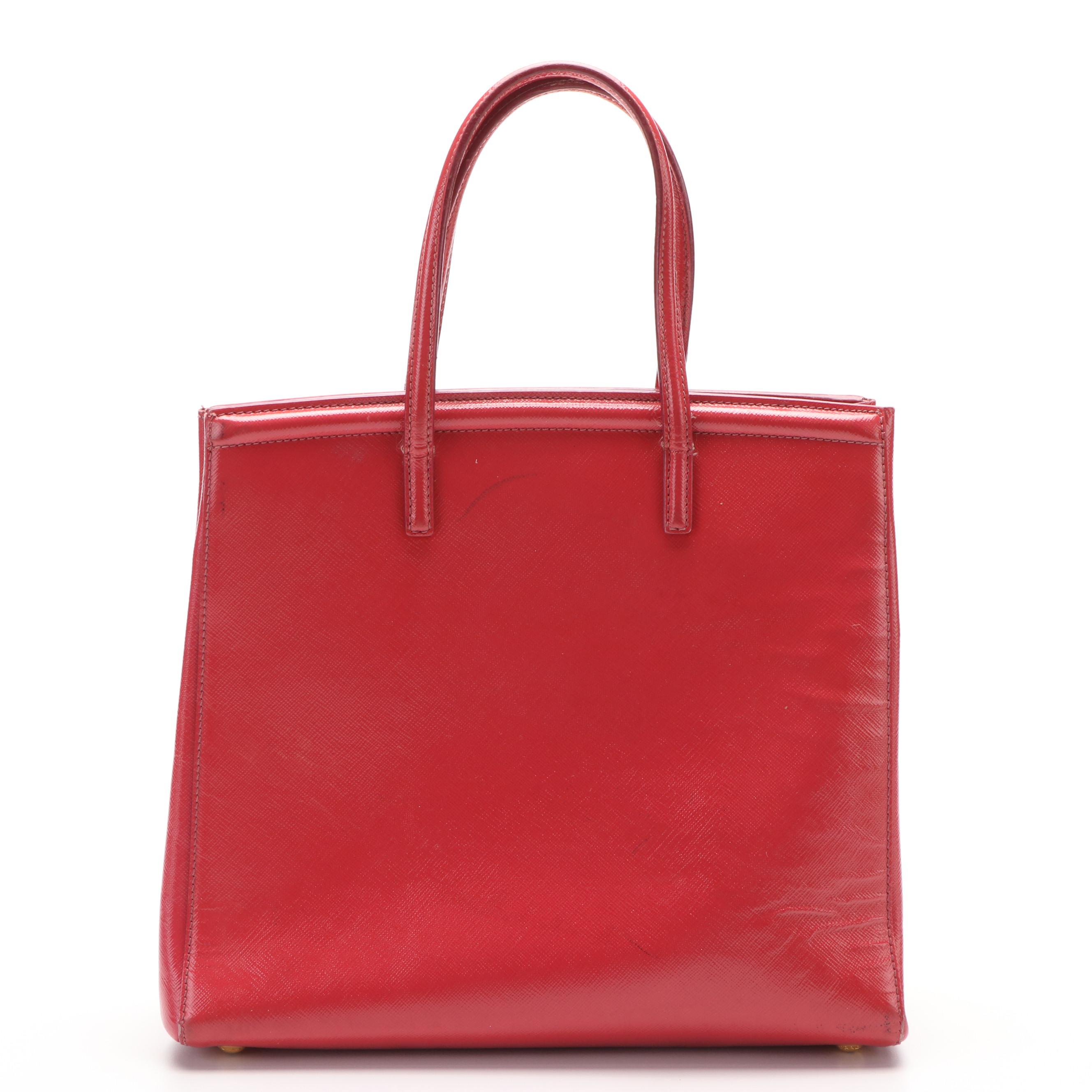 Prada Vernice Leather Convertible Tote Bag