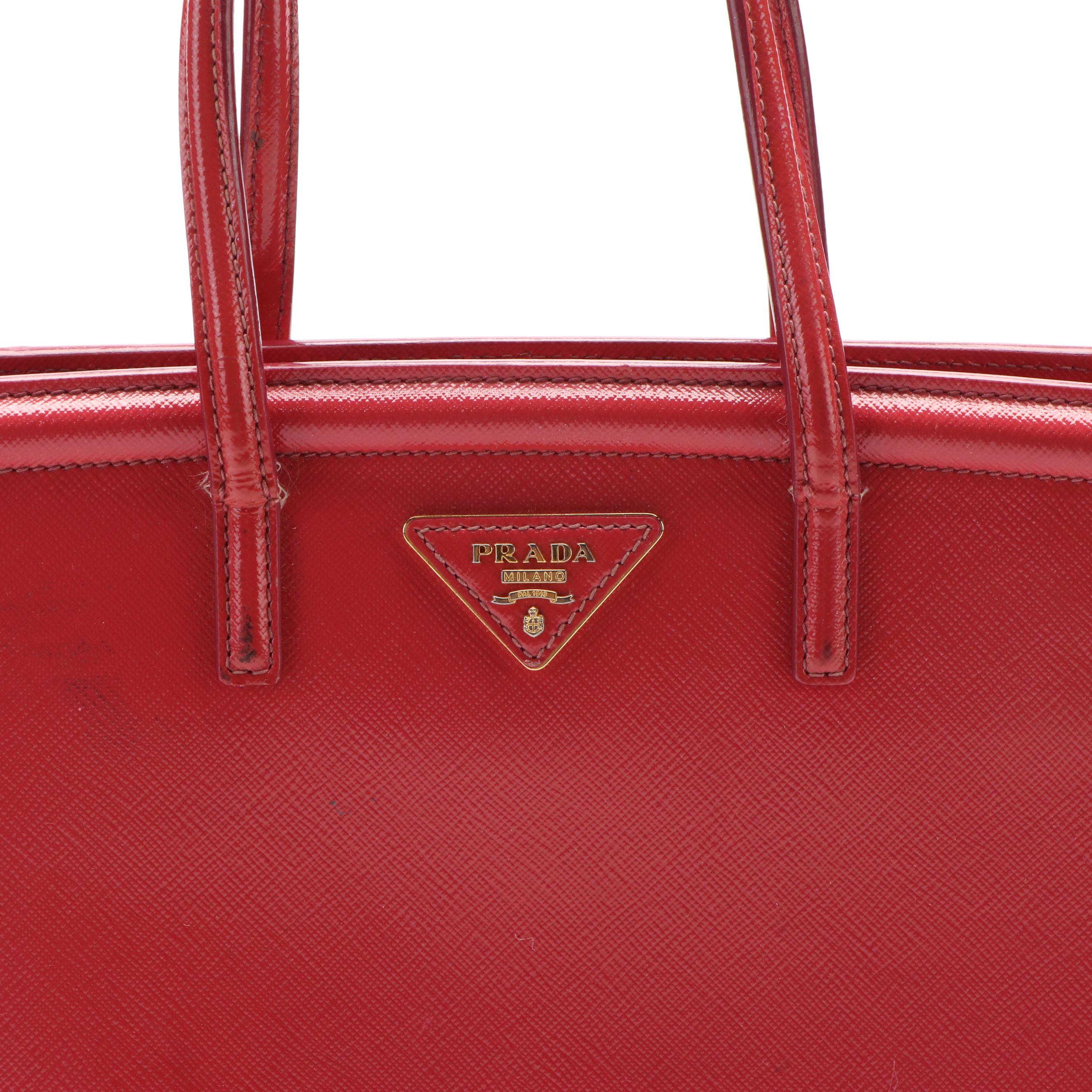 Prada Vernice Leather Convertible Tote Bag