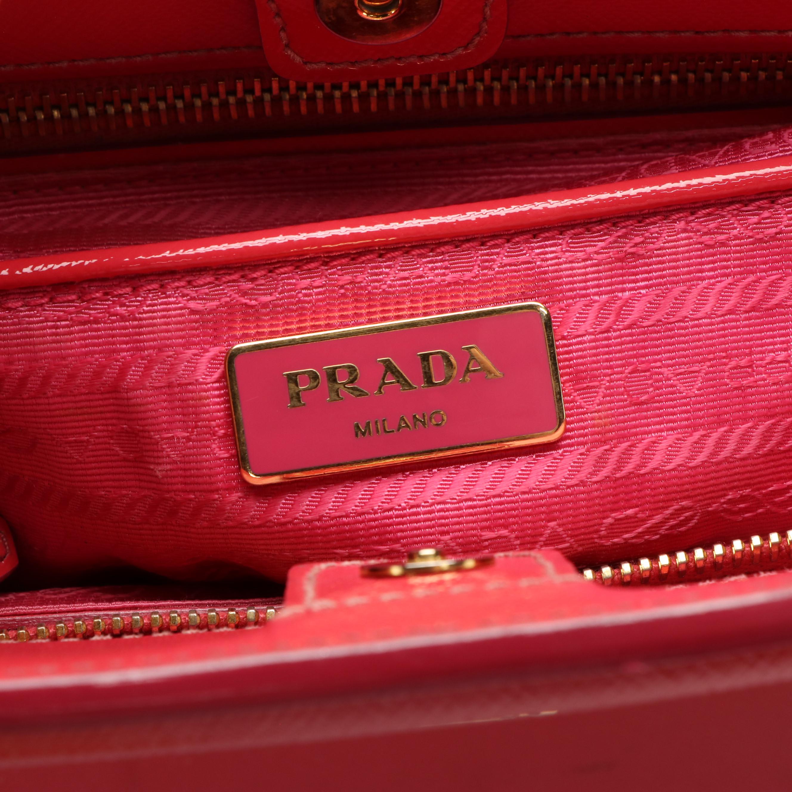 Prada Vernice Leather Convertible Tote Bag