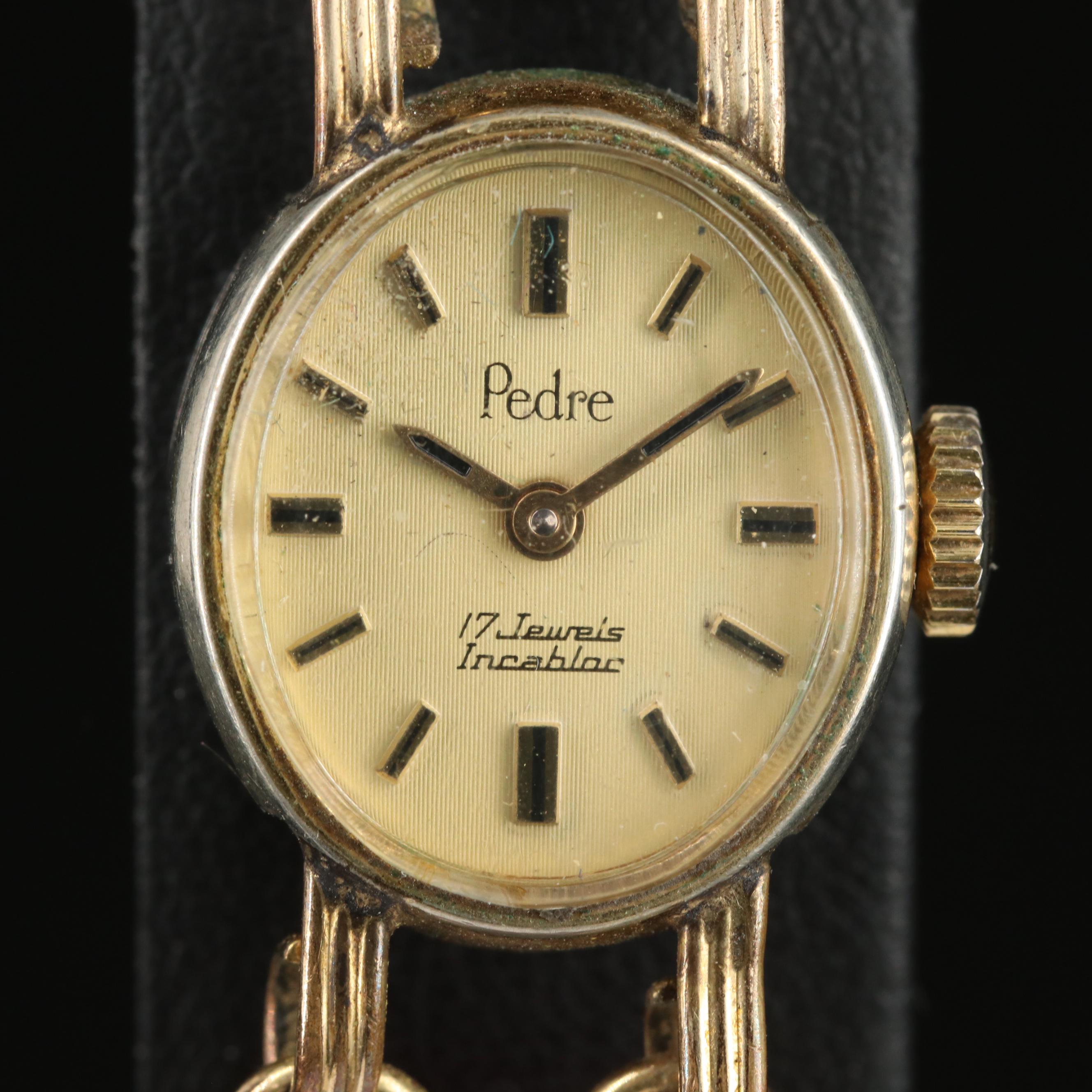 Pedre Carved Color Scarabs Stem Wind Watch