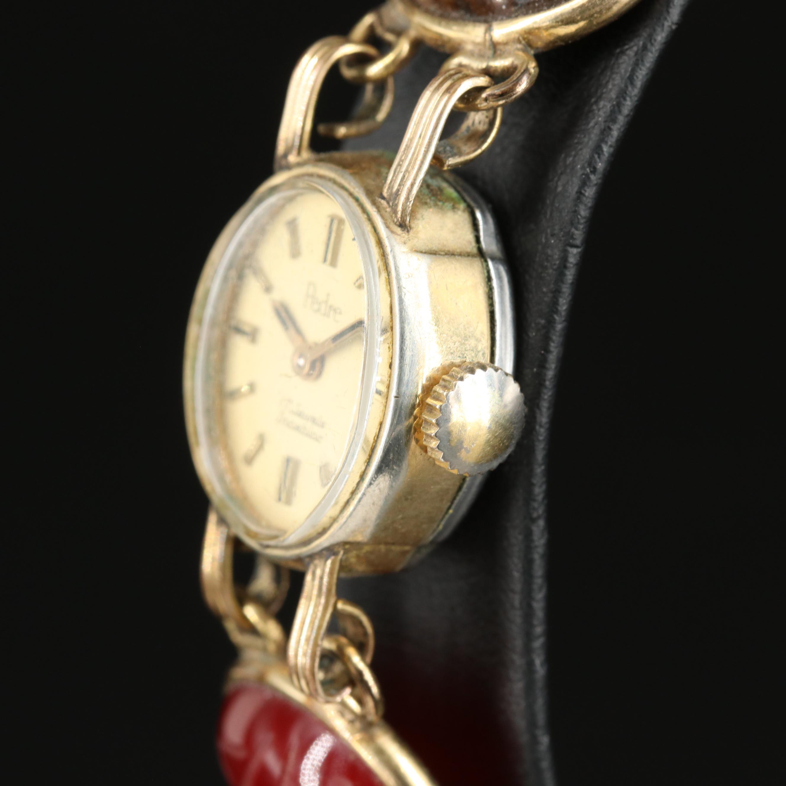 Pedre Carved Color Scarabs Stem Wind Watch