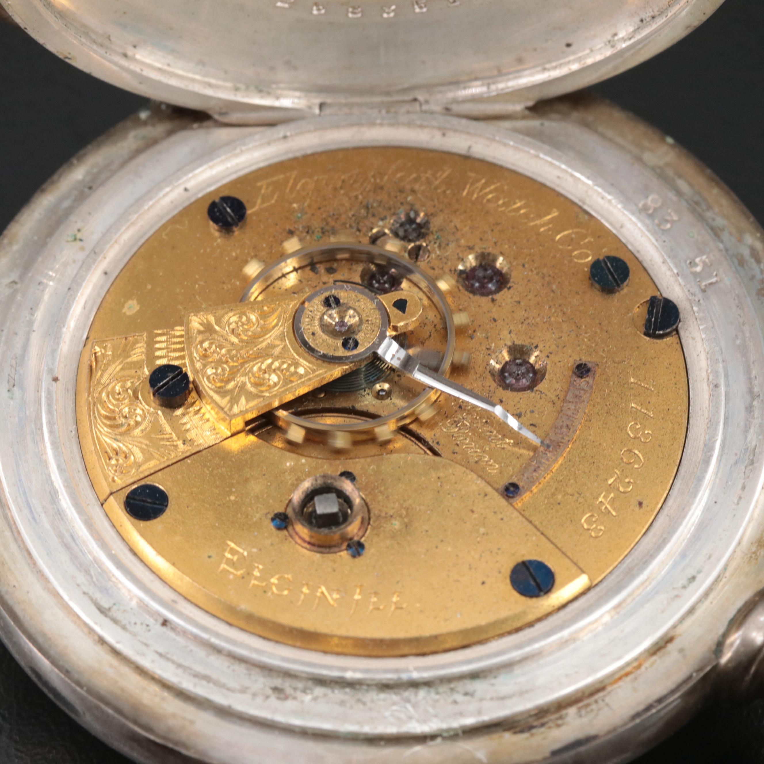 1883 Elgin National Watch Co. Coin Silver Key Wind and Set Pocket Watch