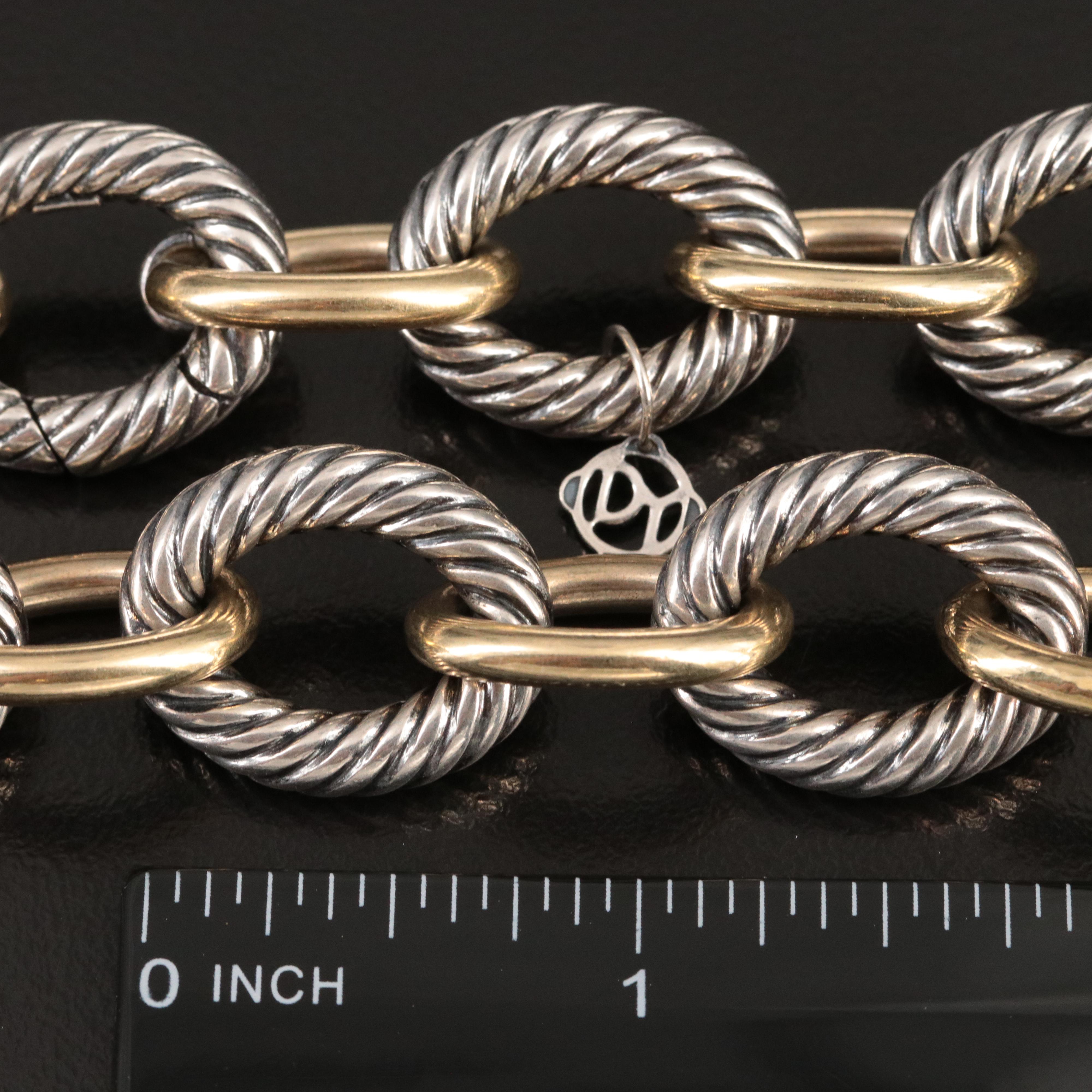 David Yurman Sterling and 18K Bonded Gold Oval Link Necklace