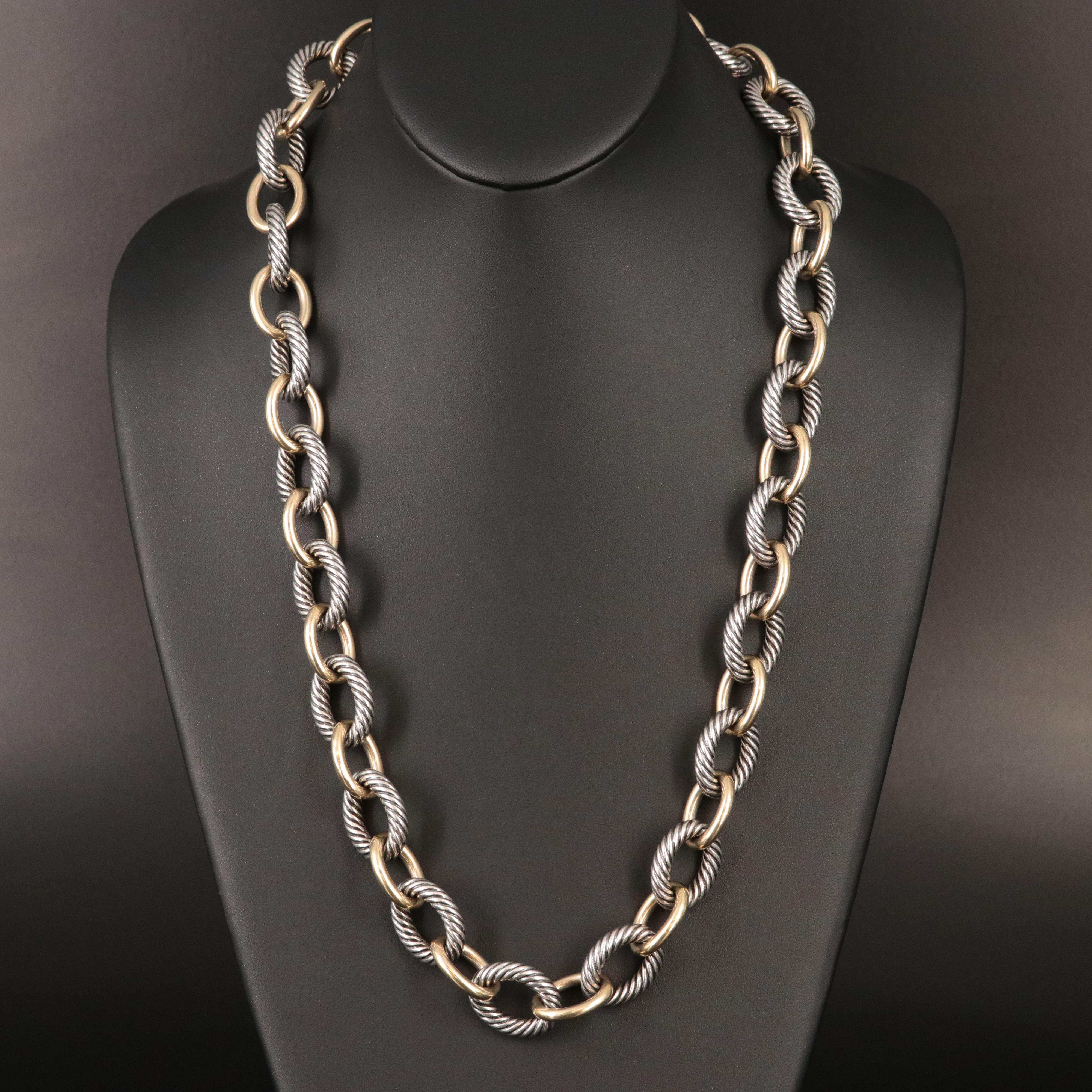 David Yurman Sterling and 18K Bonded Gold Oval Link Necklace