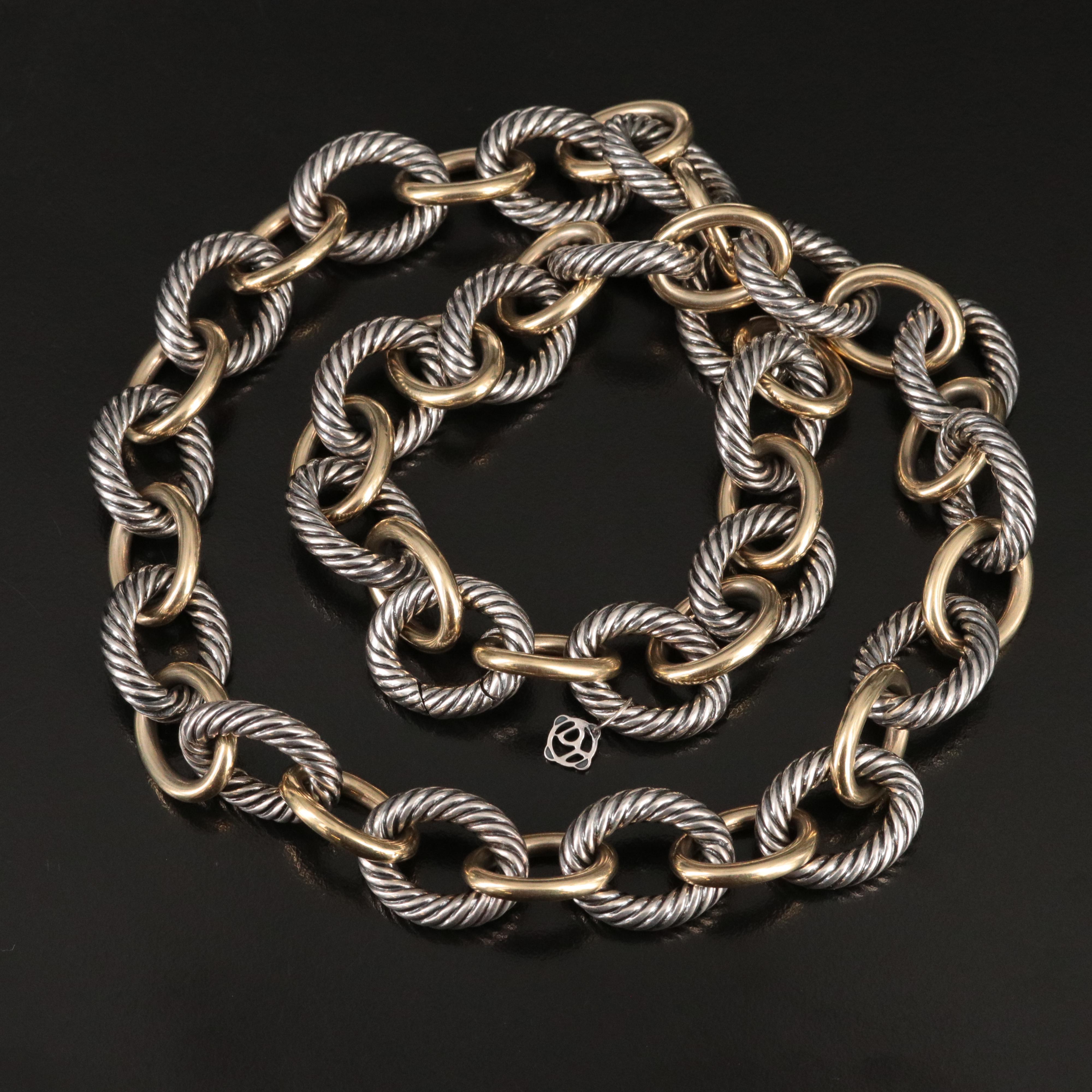 David Yurman Sterling and 18K Bonded Gold Oval Link Necklace
