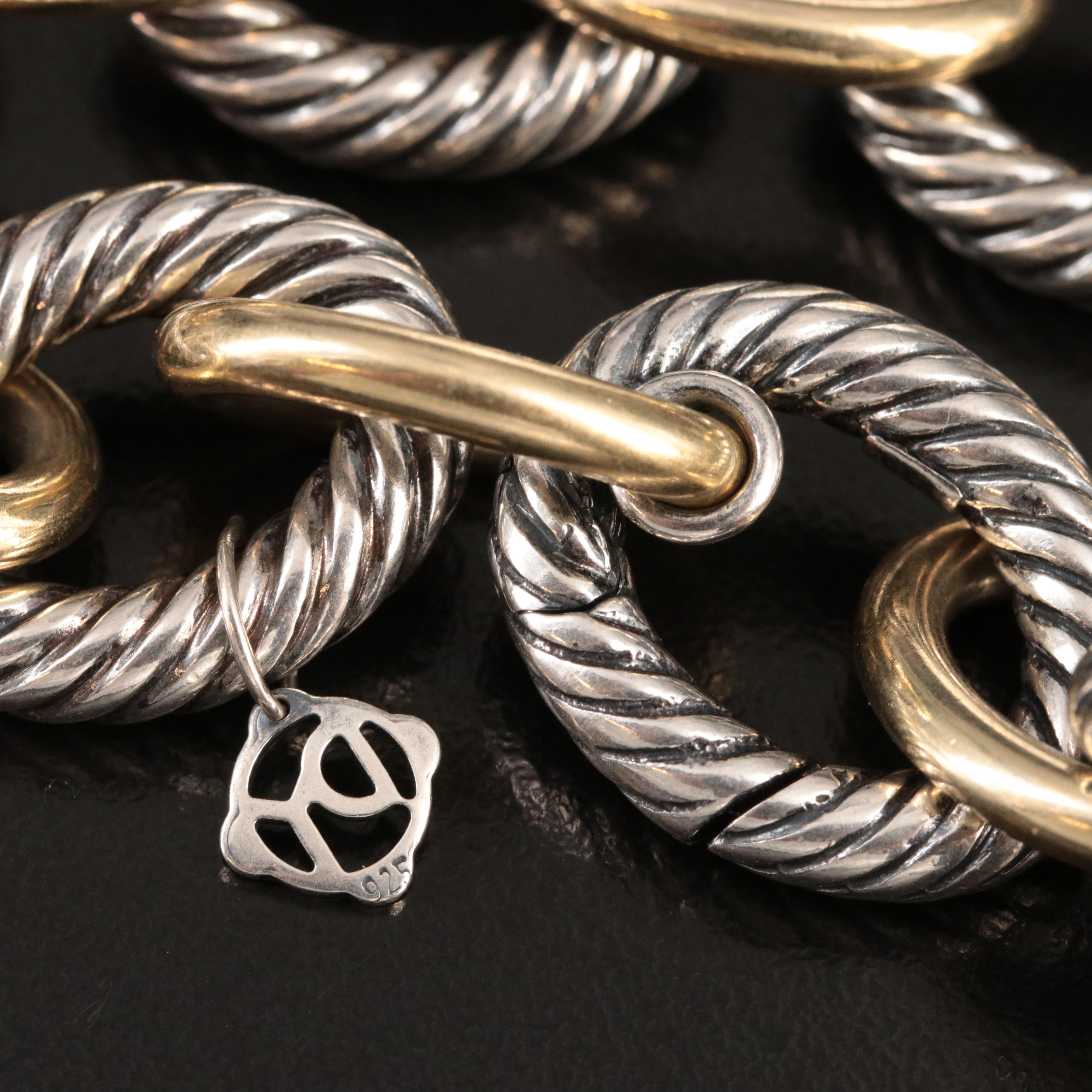 David Yurman Sterling and 18K Bonded Gold Oval Link Necklace