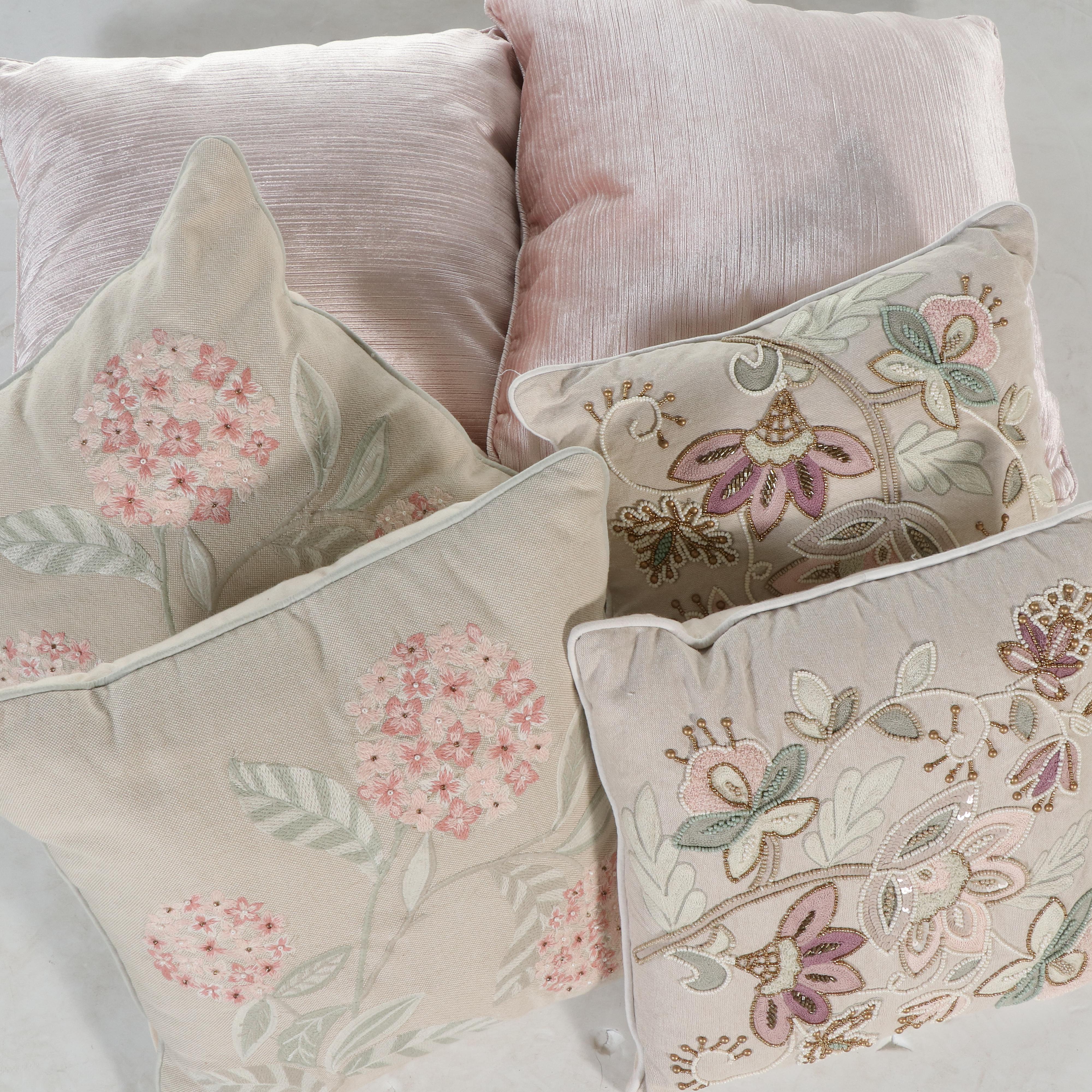 Pair of Pier 1 Imports Giltwood and Upholstered Demi-Wing Armchairs