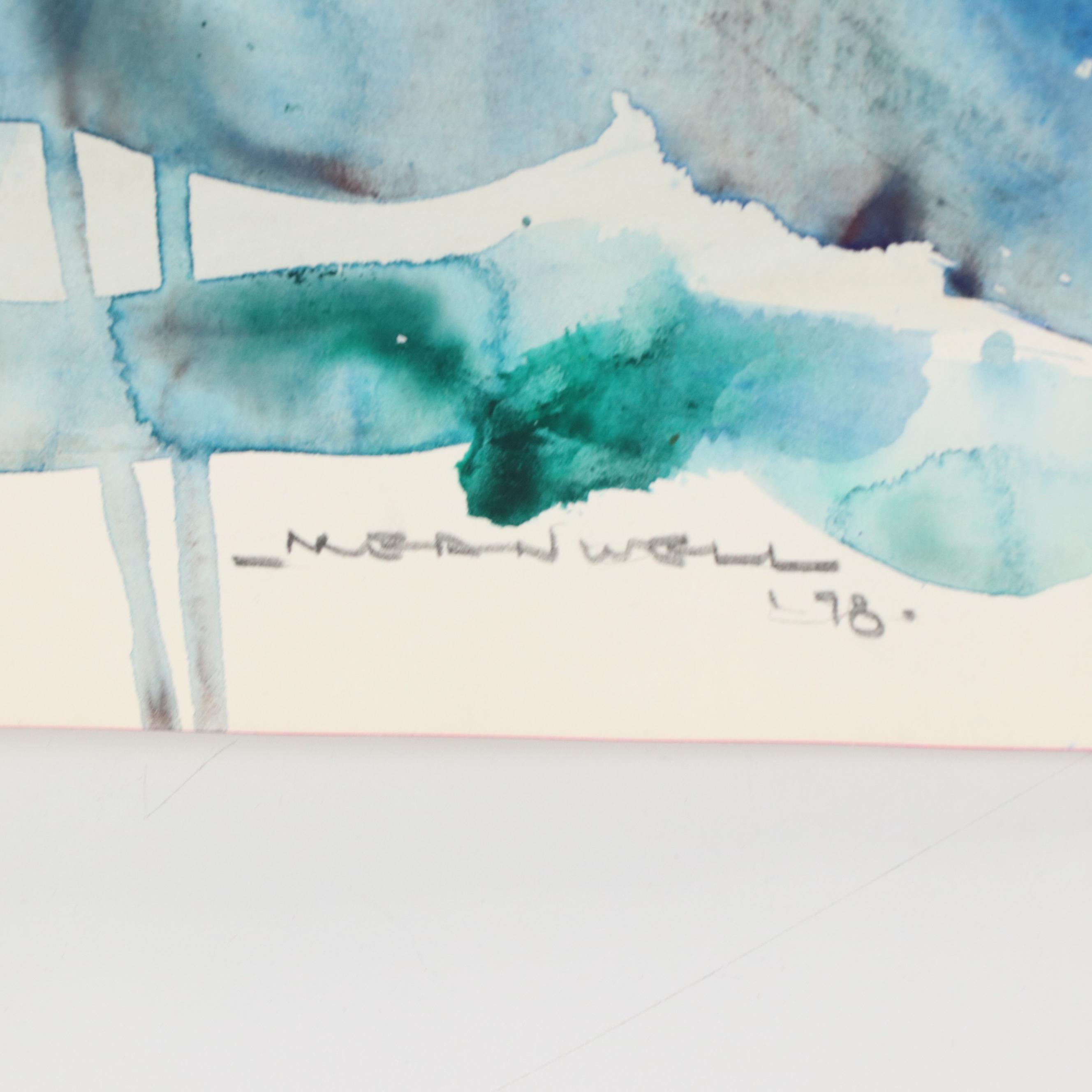 Jack Meanwell Abstract Modern Watercolor Painting, 1978