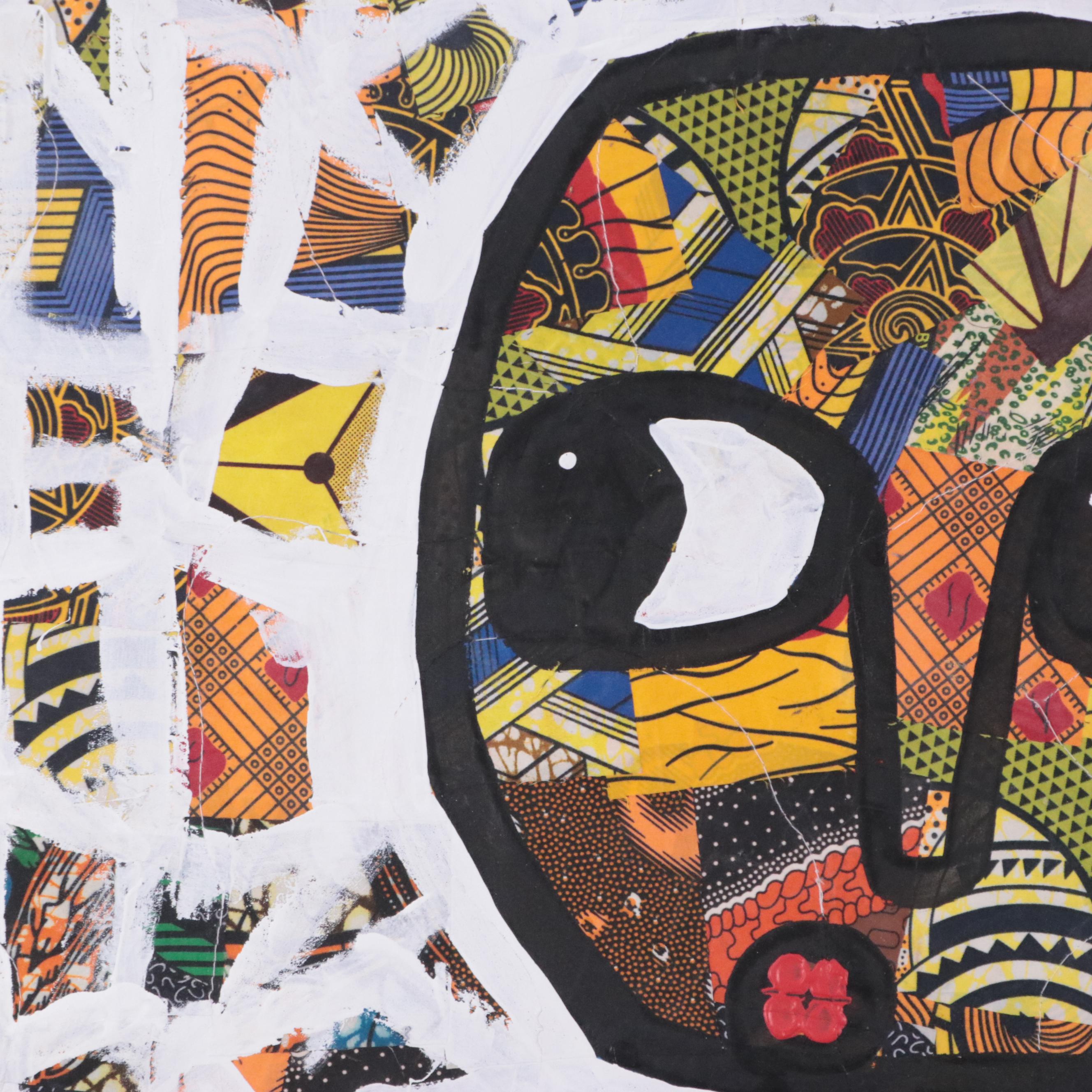 Abiola Idowu Figurative Mixed Media Painting "Joyful Soul II," 2024