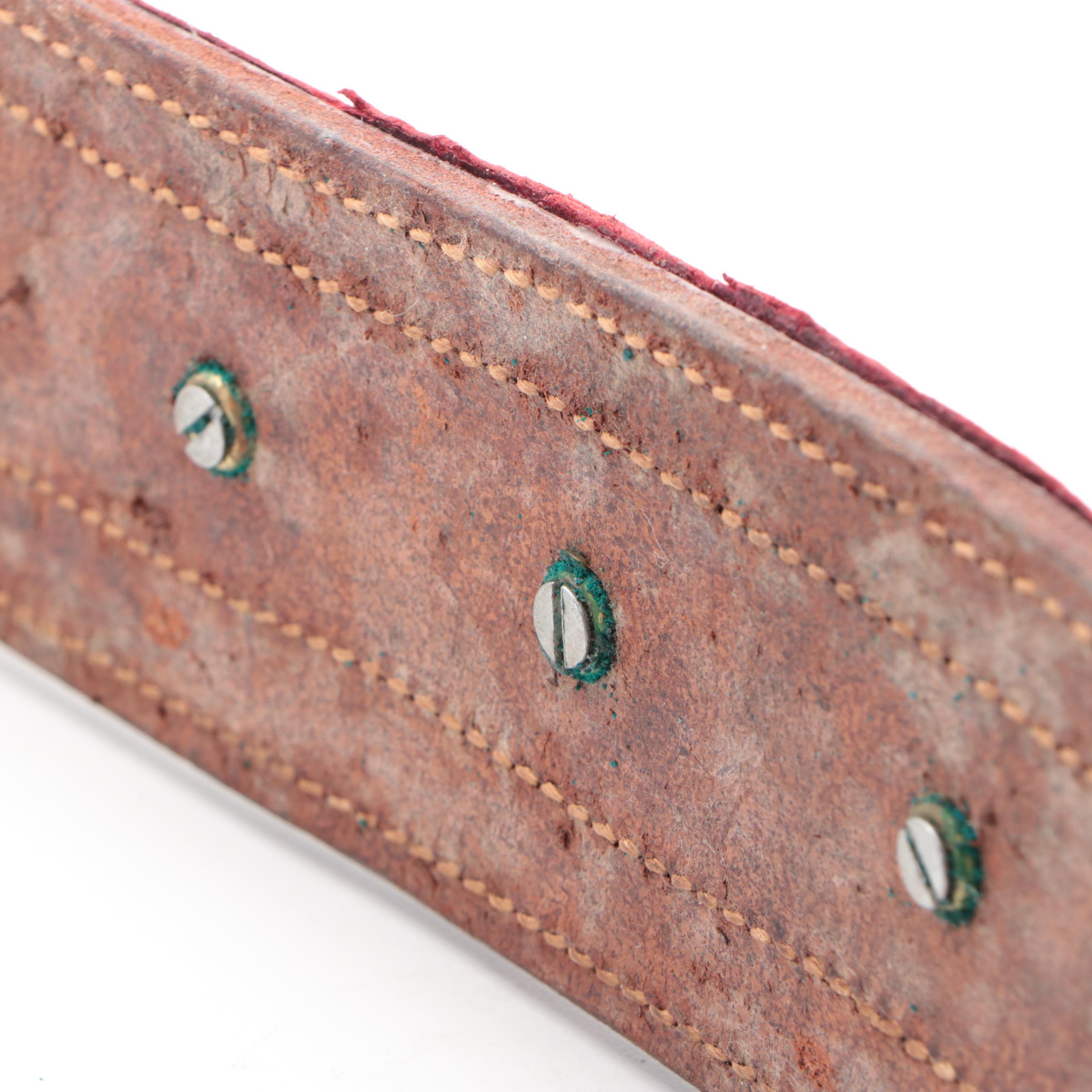 Horse Harness Sleigh Bells with Red, Blue and Black Leather Strap