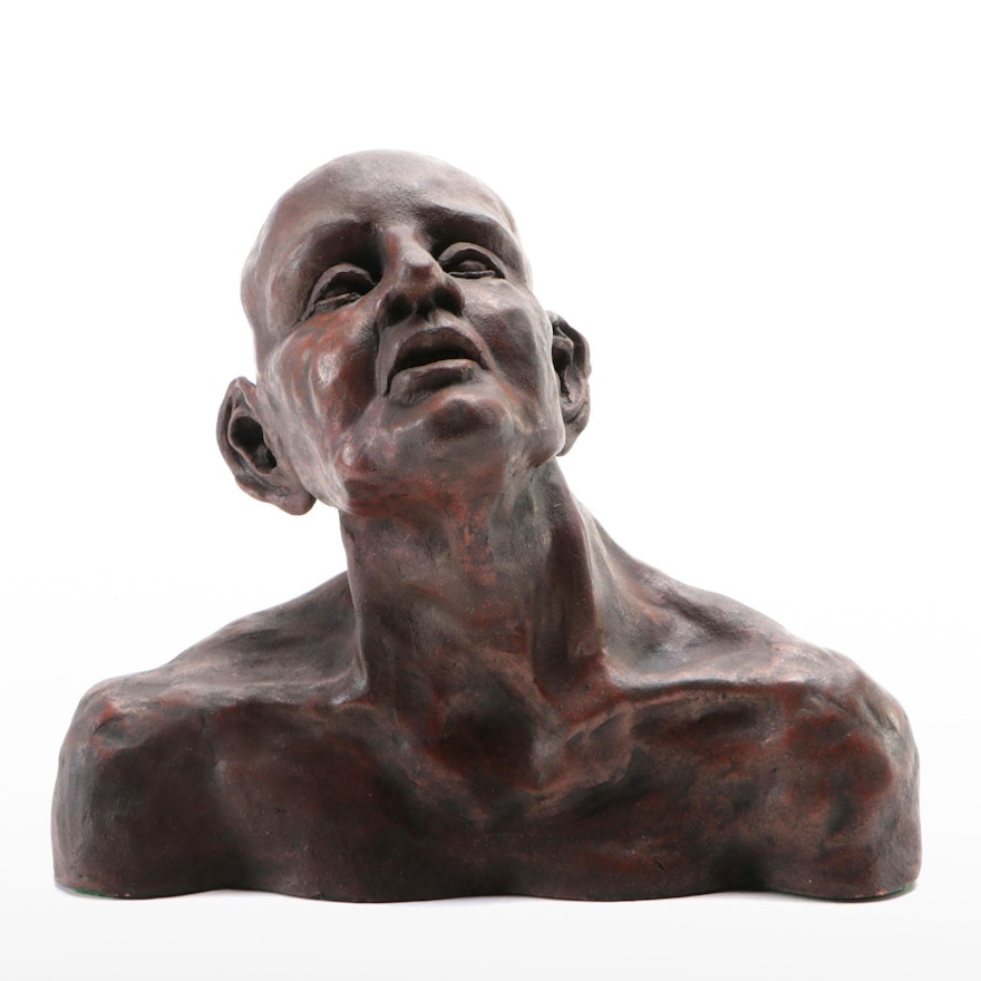 Fired Clay Sculpted Bust, 1992