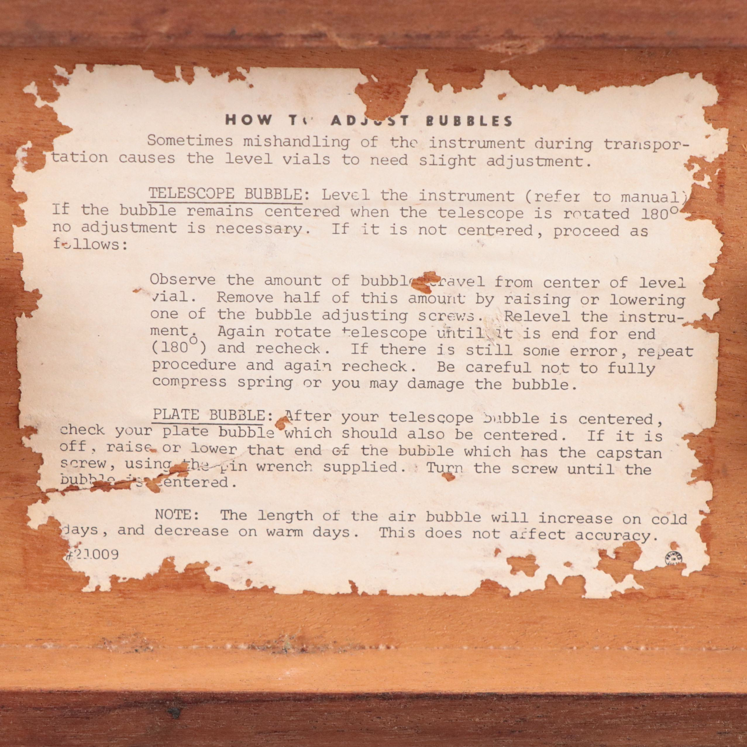 Berger Surveying Transit Level, Mid-20th Century