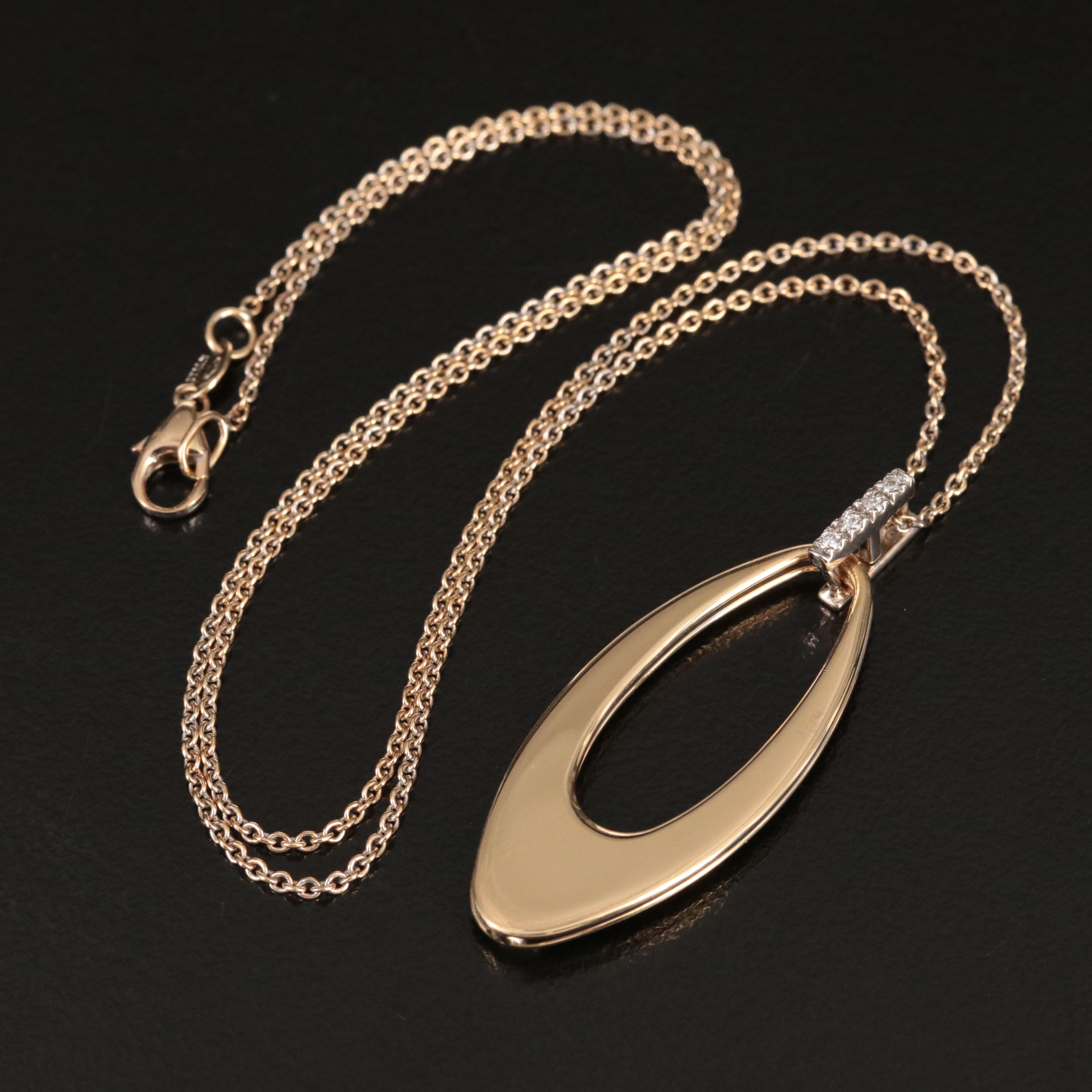 Roberto Coin Chic and Shine 18K Pendant Necklace with a Diamond Bale