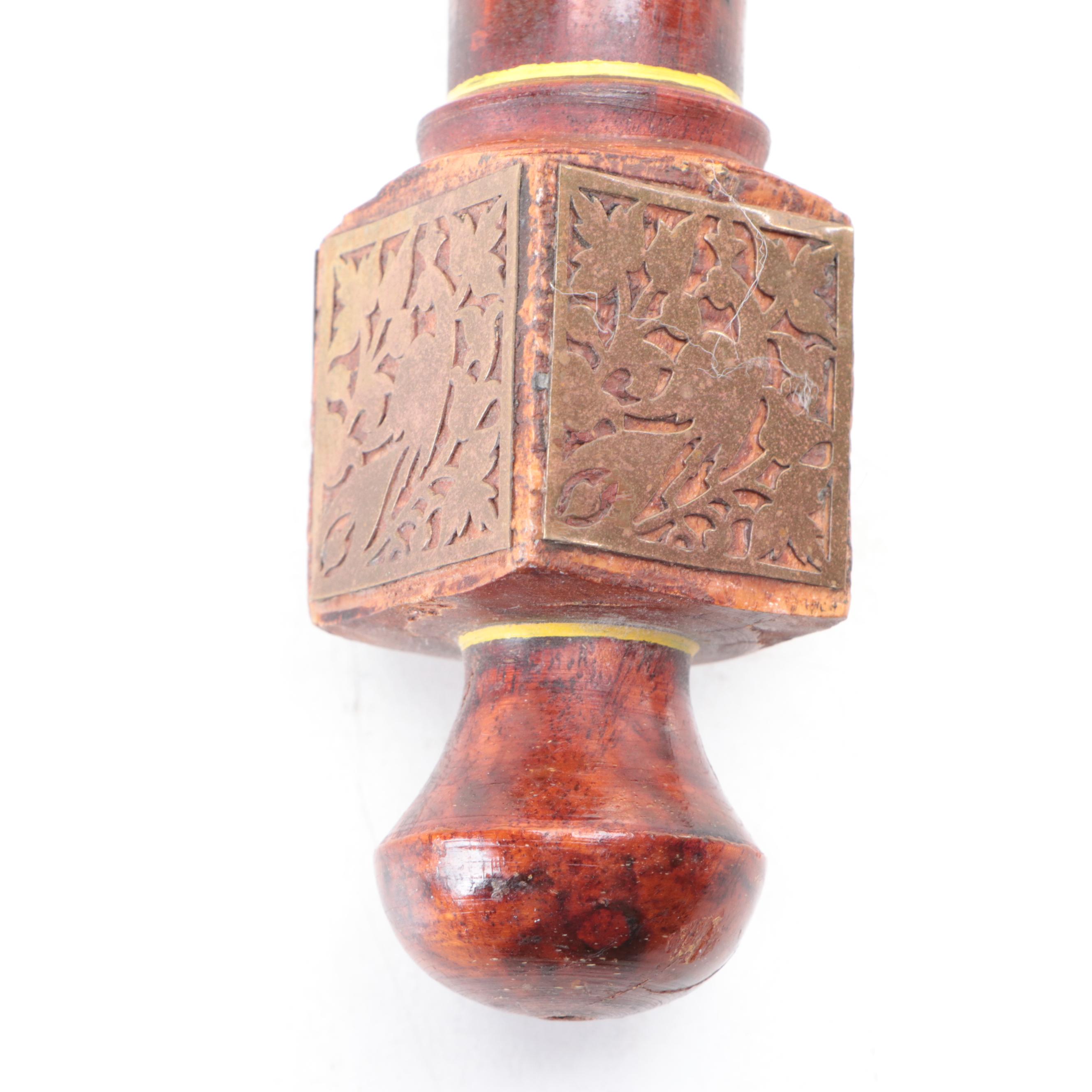 Indian Wood and Brass Ankush Elephant Prod, 20th Century