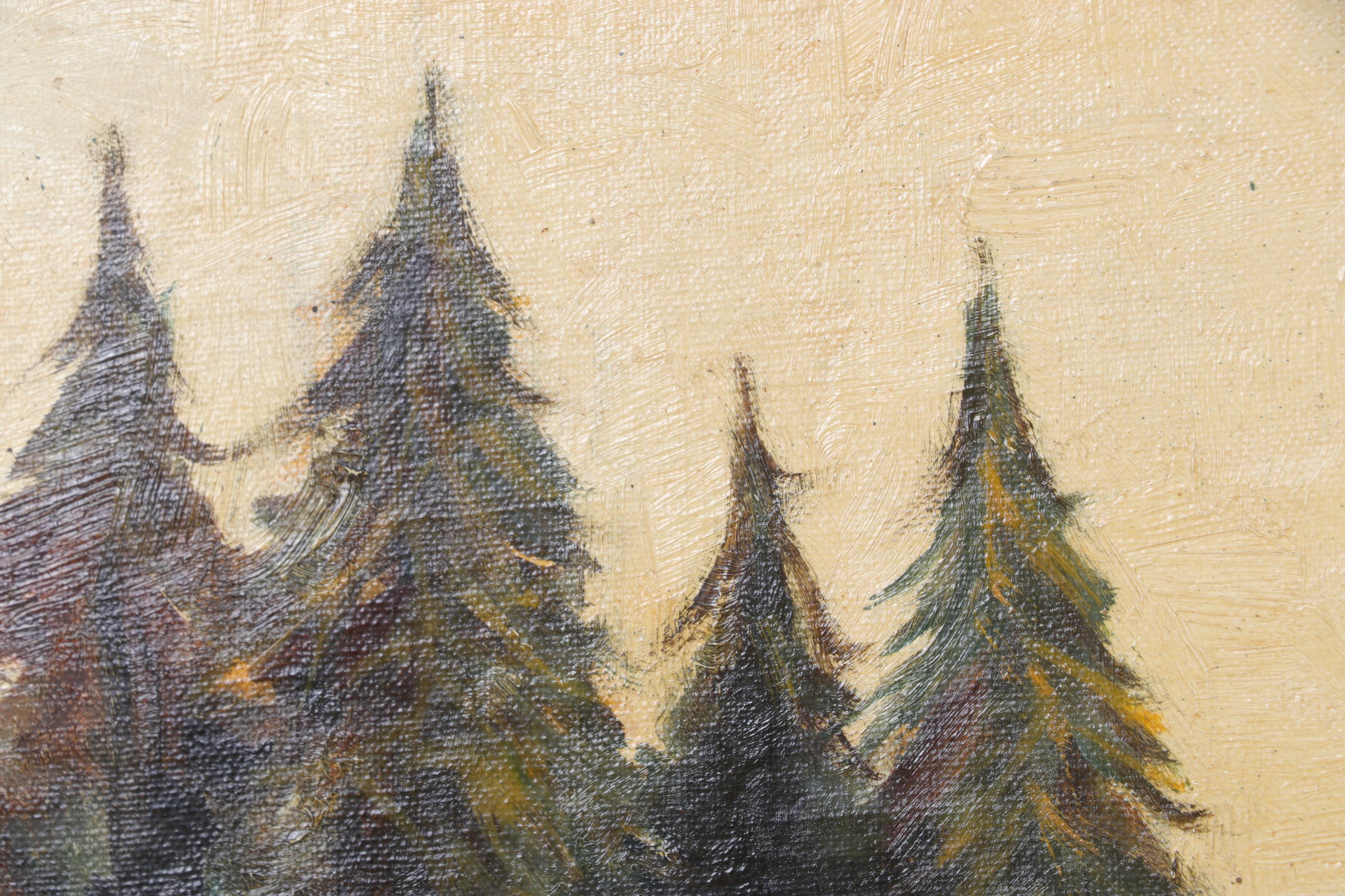 Willard Frush Lakeside Landscape Oil Painting, 1947