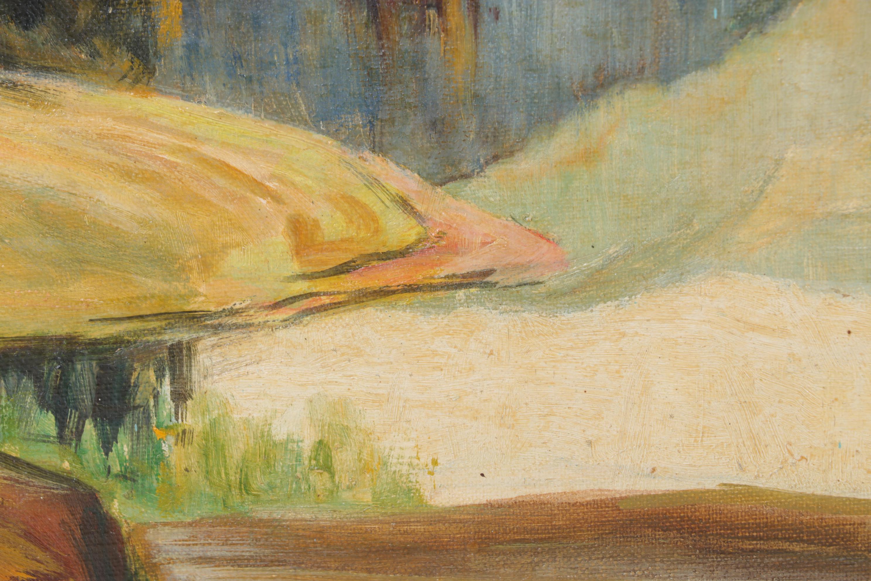 Willard Frush Lakeside Landscape Oil Painting, 1947