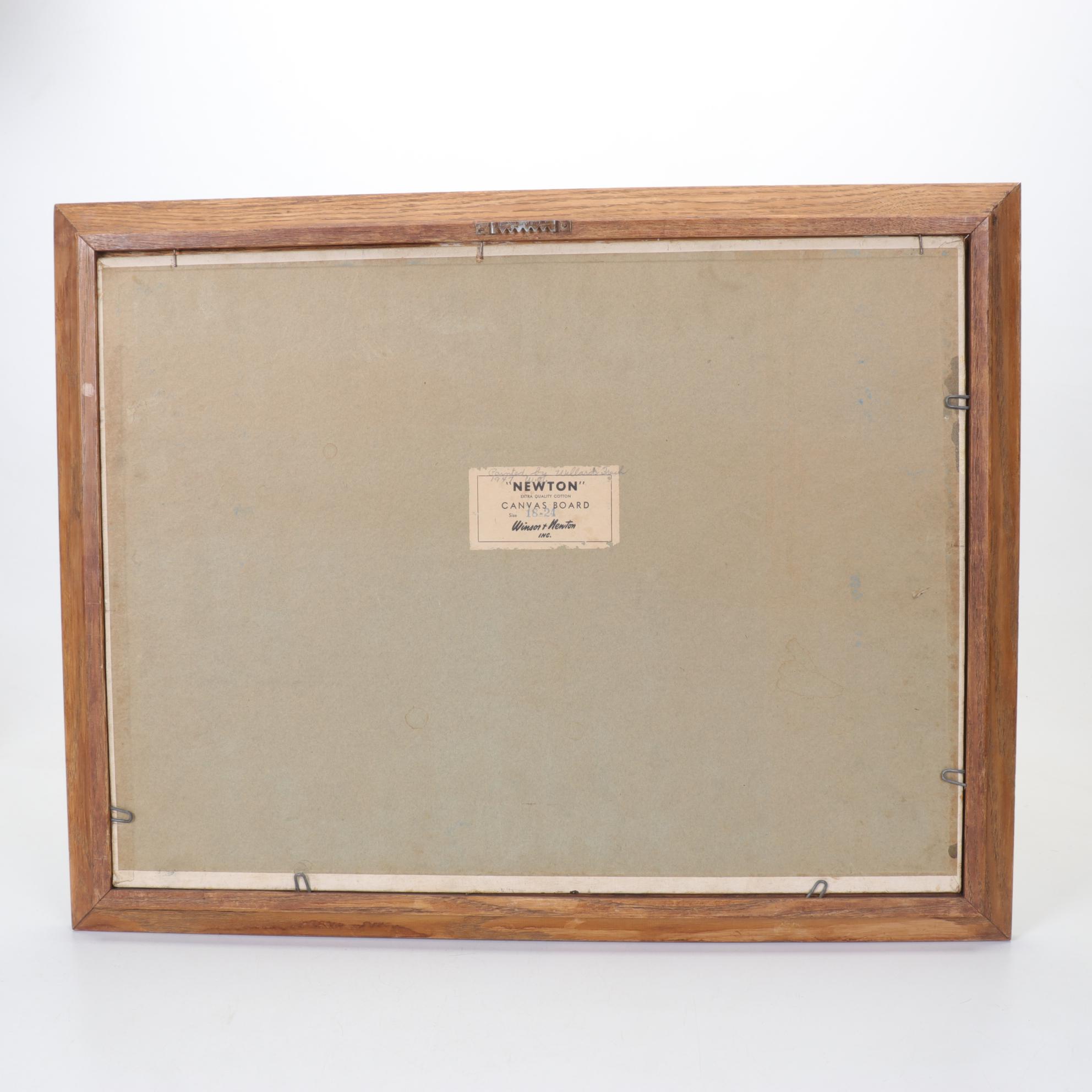 Willard Frush Lakeside Landscape Oil Painting, 1947