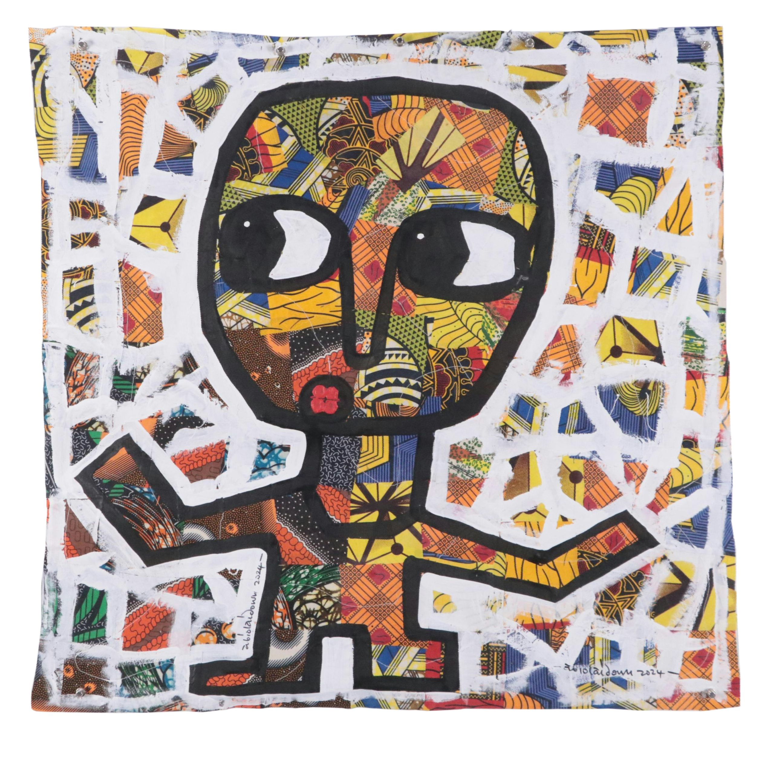 Abiola Idowu Figurative Mixed Media Painting "Joyful Soul II," 2024