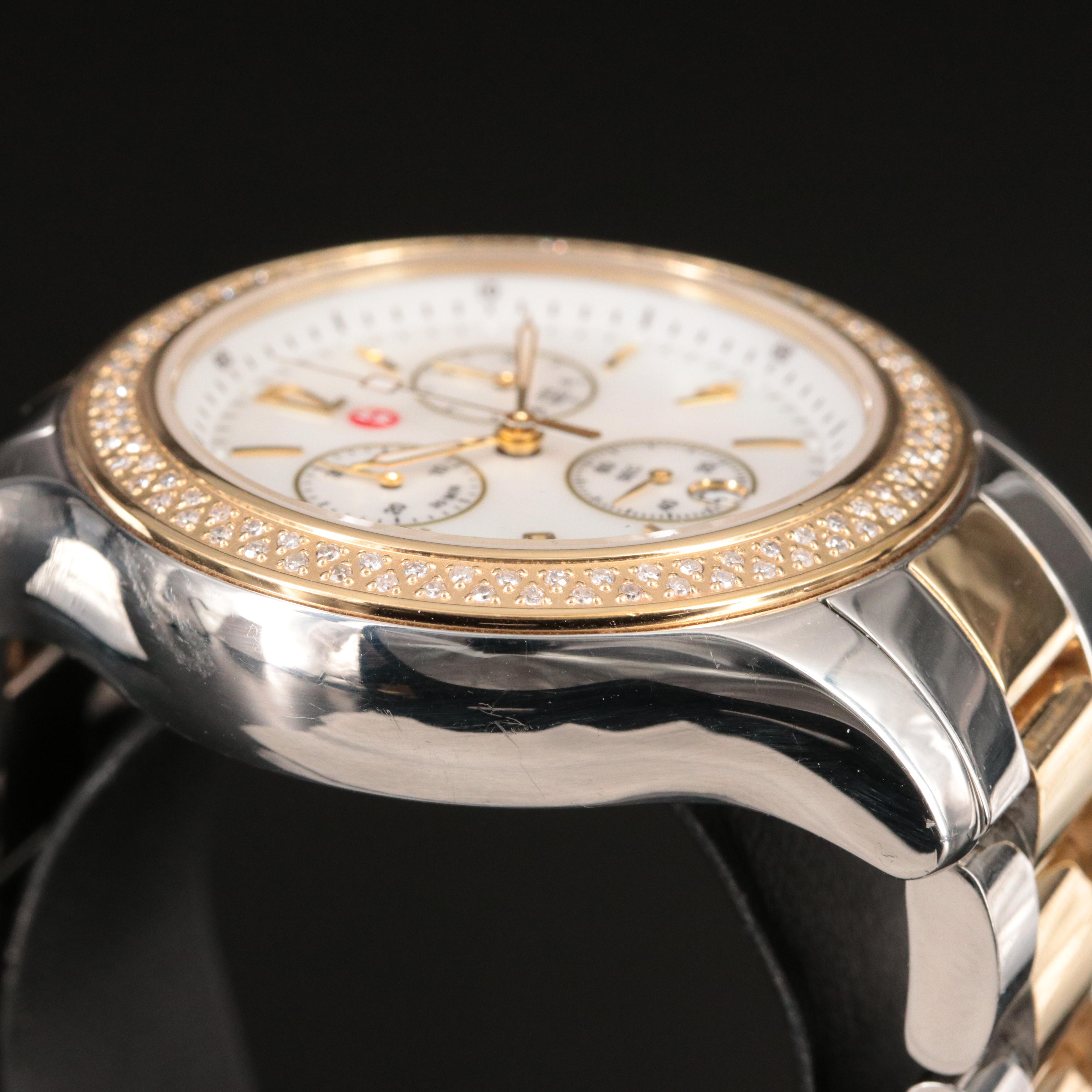 Michele Jetway Diamond, Mother-of-Pearl Dial Chronograph Watch