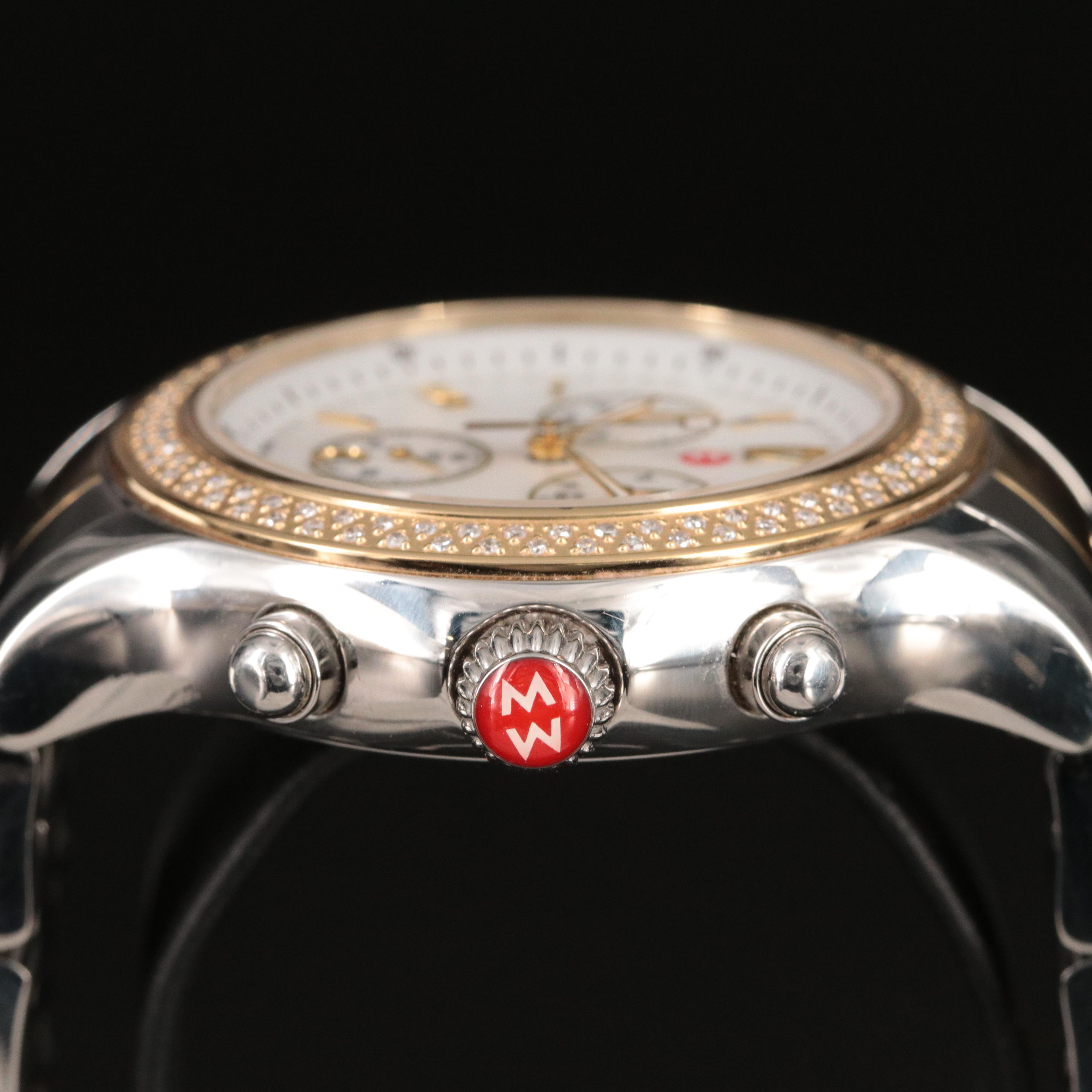 Michele Jetway Diamond, Mother-of-Pearl Dial Chronograph Watch