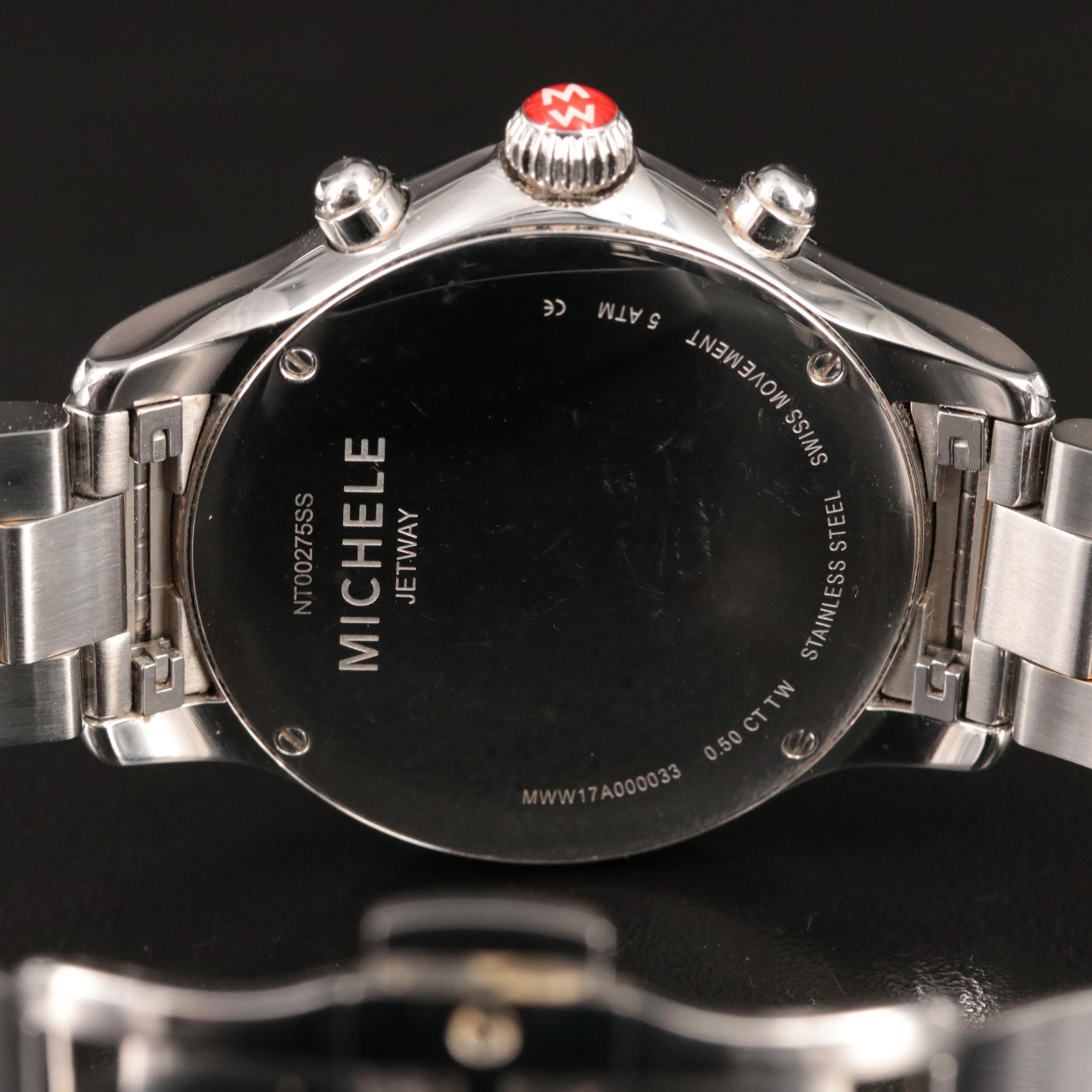 Michele Jetway Diamond, Mother-of-Pearl Dial Chronograph Watch