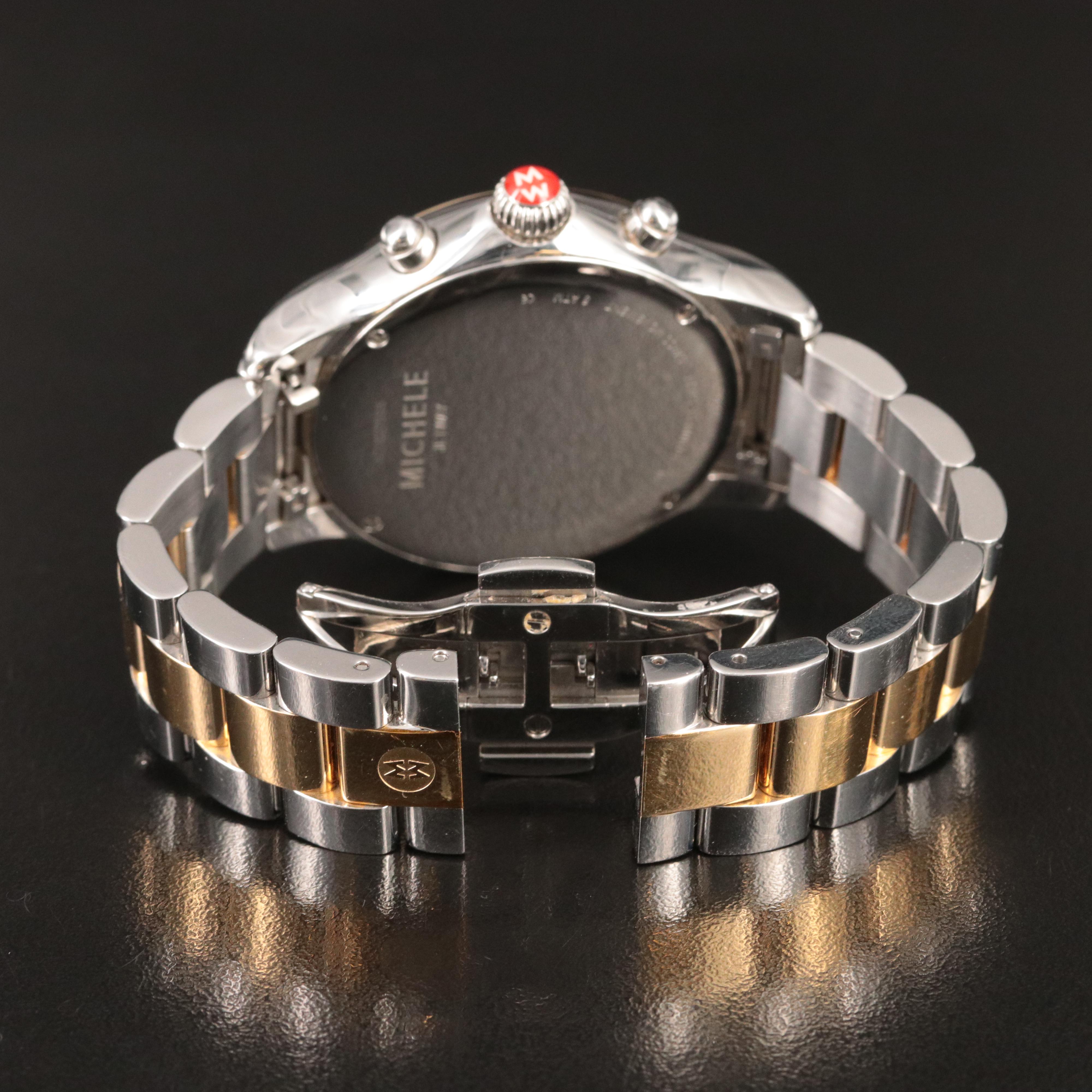 Michele Jetway Diamond, Mother-of-Pearl Dial Chronograph Watch