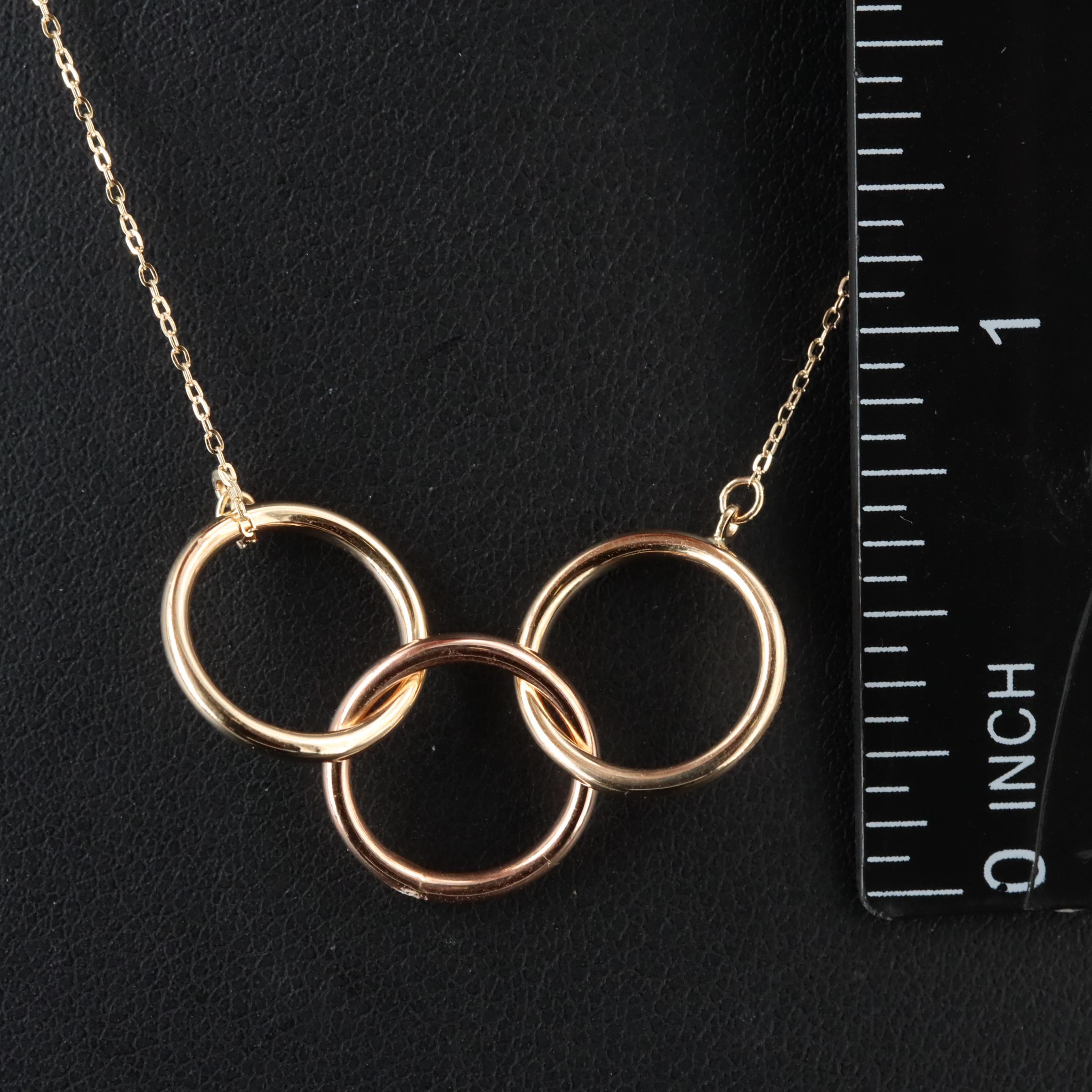 14K Two-Tone Interlocking Circles Necklace