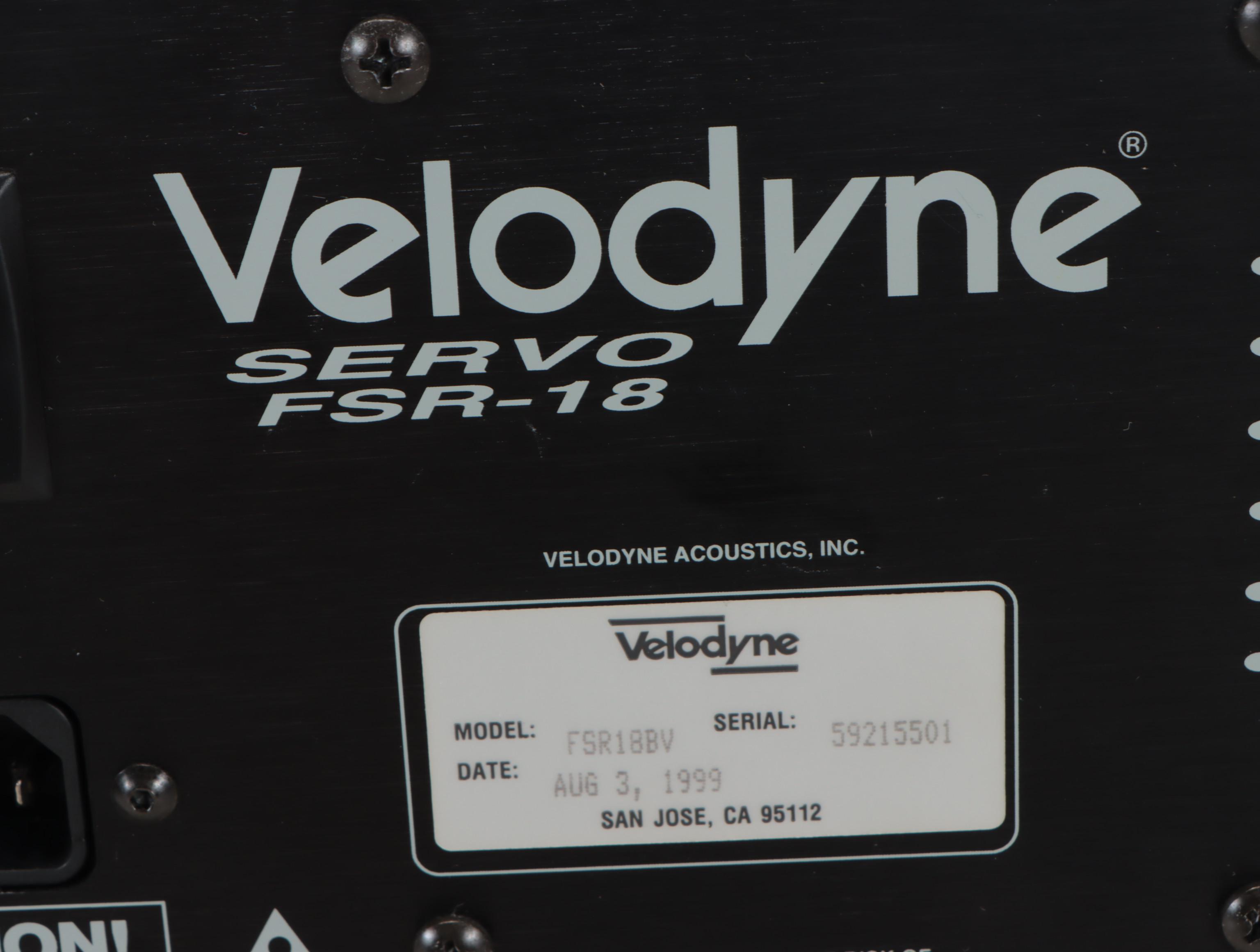 Velodyne Acoustics FSR-18 Servo Controlled Subwoofer Speaker System, 1999