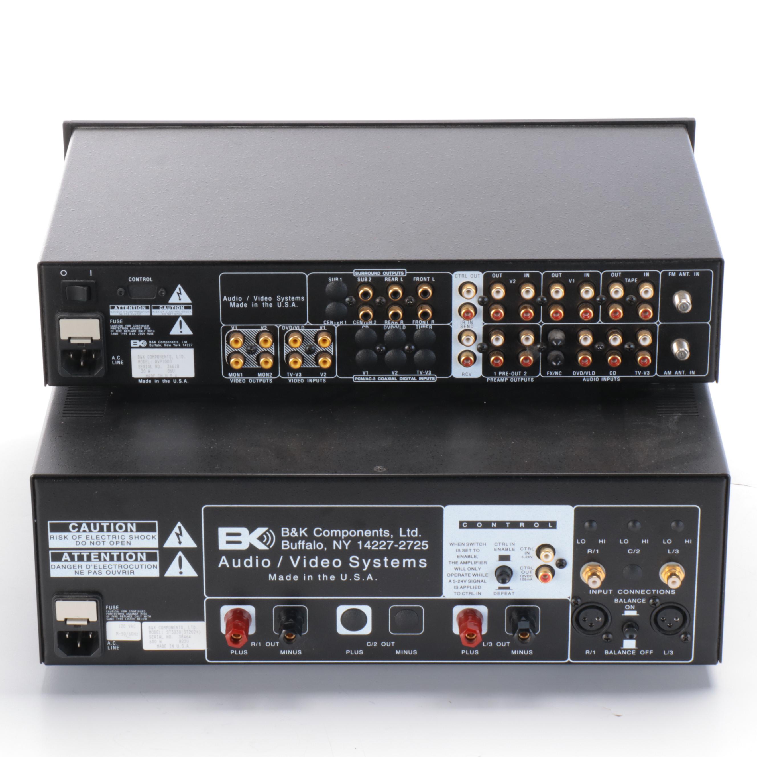 B&K ST3030 Stereo Power Amplifier and AVP1000 A/V Tuner Preamplifier, 1990s