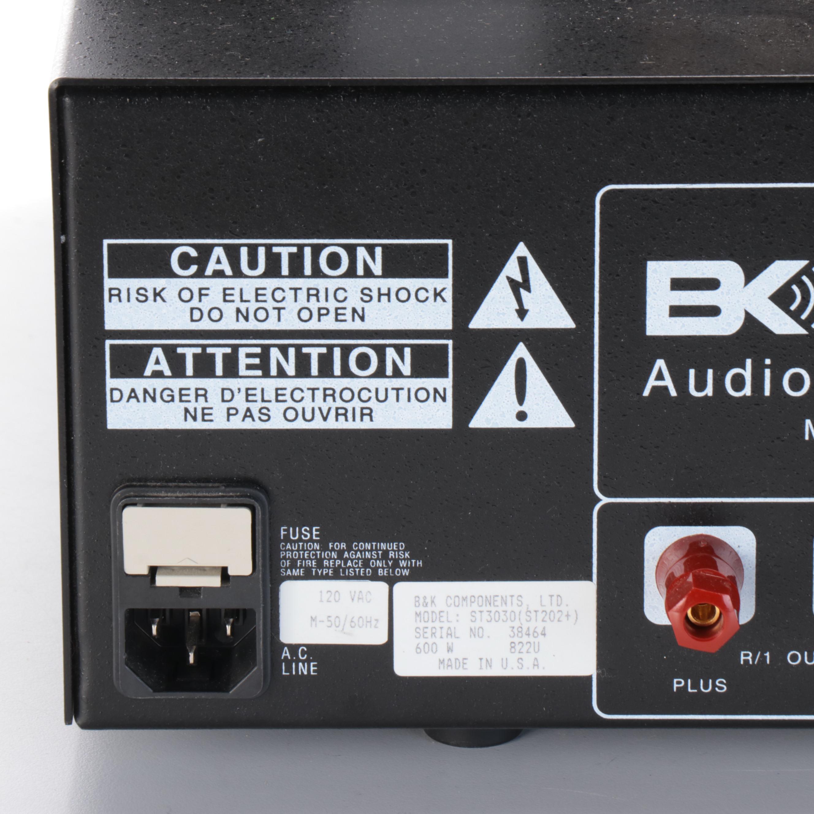 B&K ST3030 Stereo Power Amplifier and AVP1000 A/V Tuner Preamplifier, 1990s