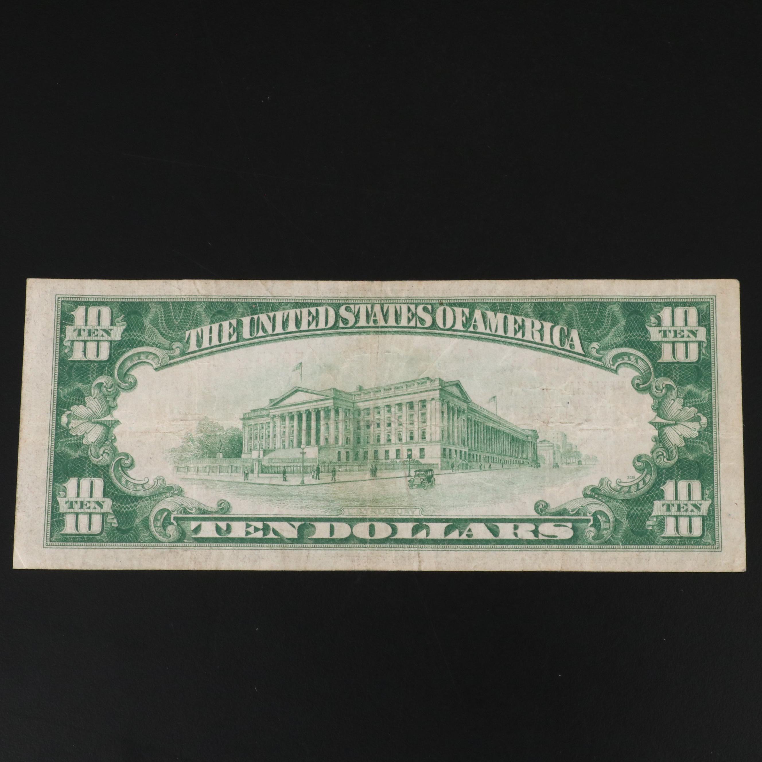 1929 Ten Dollar National bank Note from the Ohio National Bank of Columbus