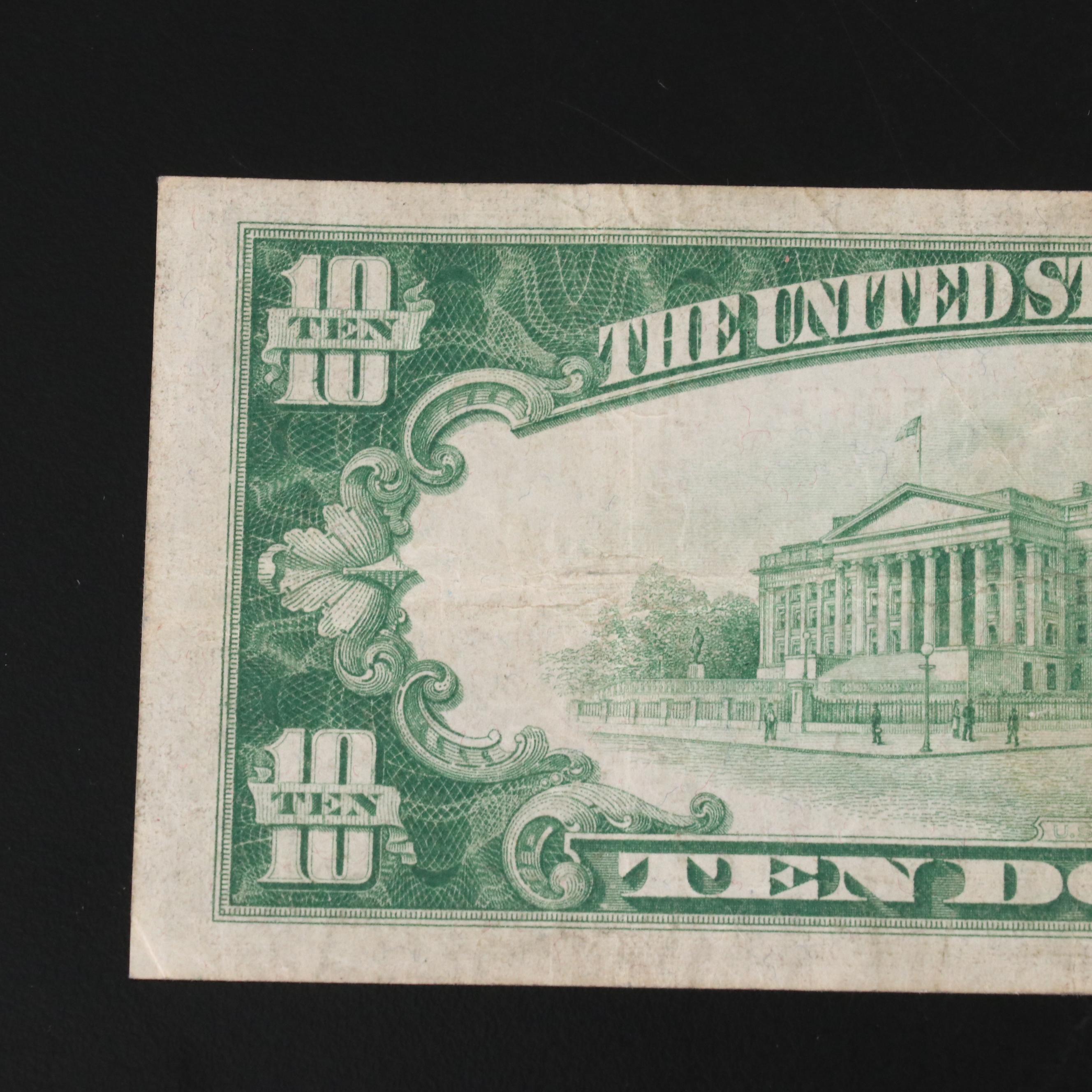 1929 Ten Dollar National bank Note from the Ohio National Bank of Columbus