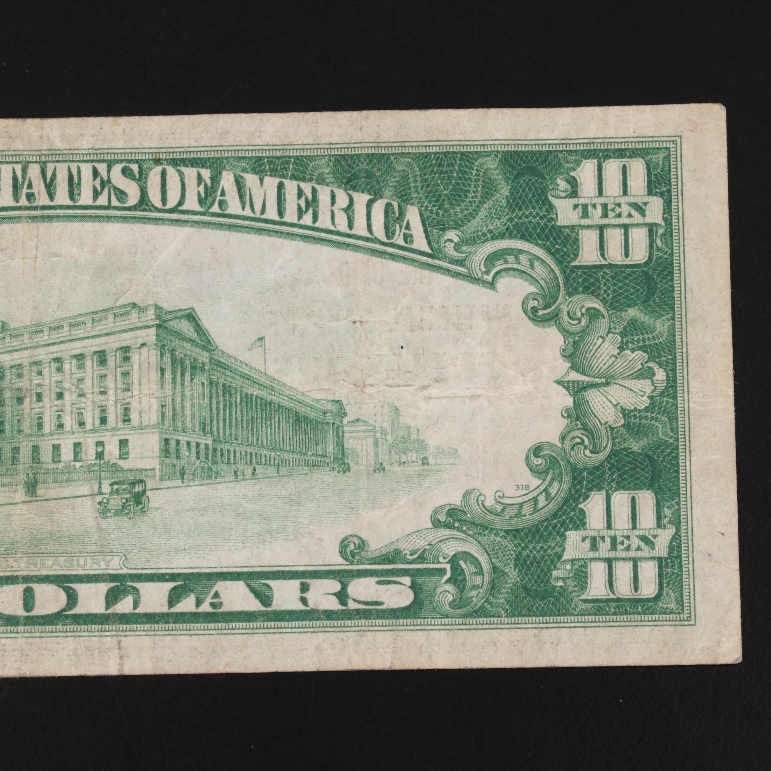 1929 Ten Dollar National bank Note from the Ohio National Bank of Columbus