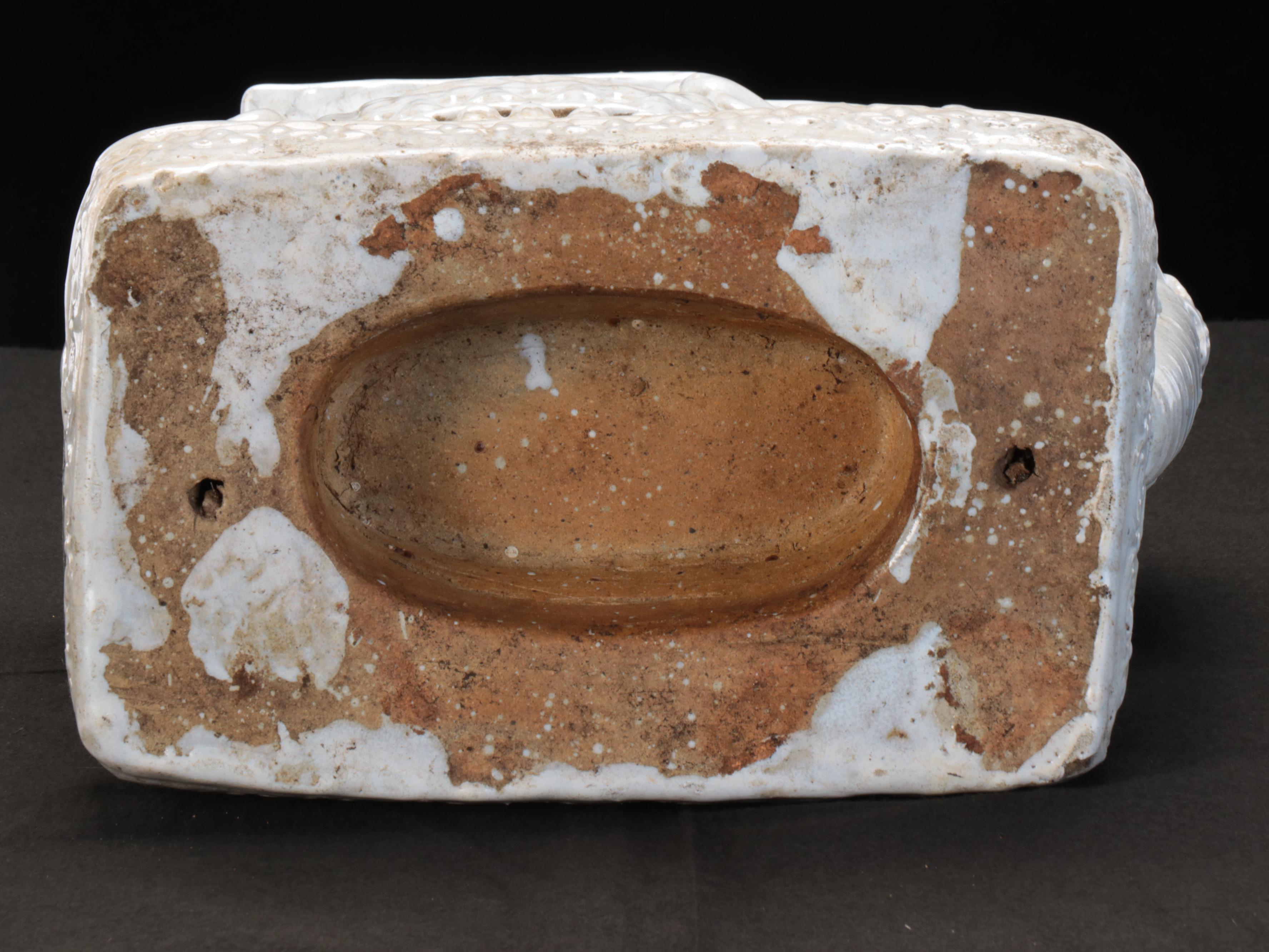 White Glazed Ceramic Elephant Garden Stool