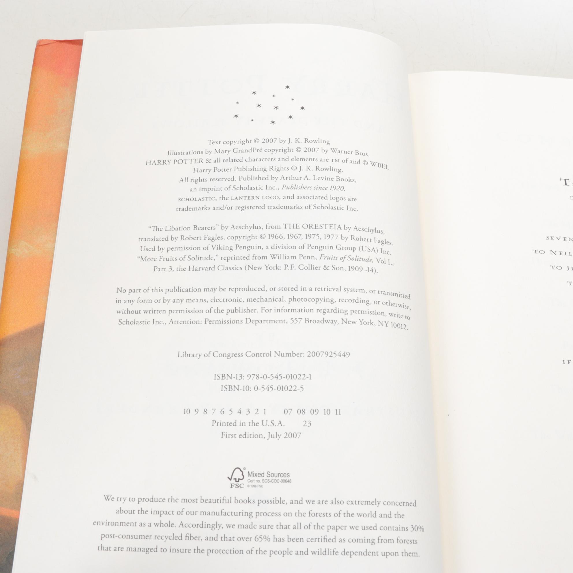 First American Edition "Harry Potter" Complete Series by J. K. Rowling