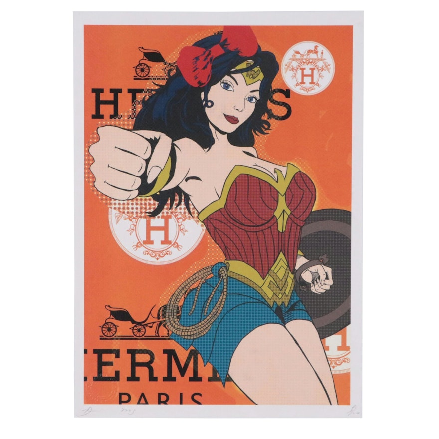 Death NYC Pop Art Graphic Print of Hermes x Wonder Woman, 2023