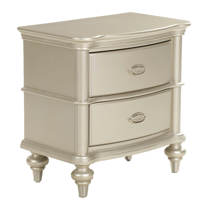Contemporary Silver Toned Nightstand