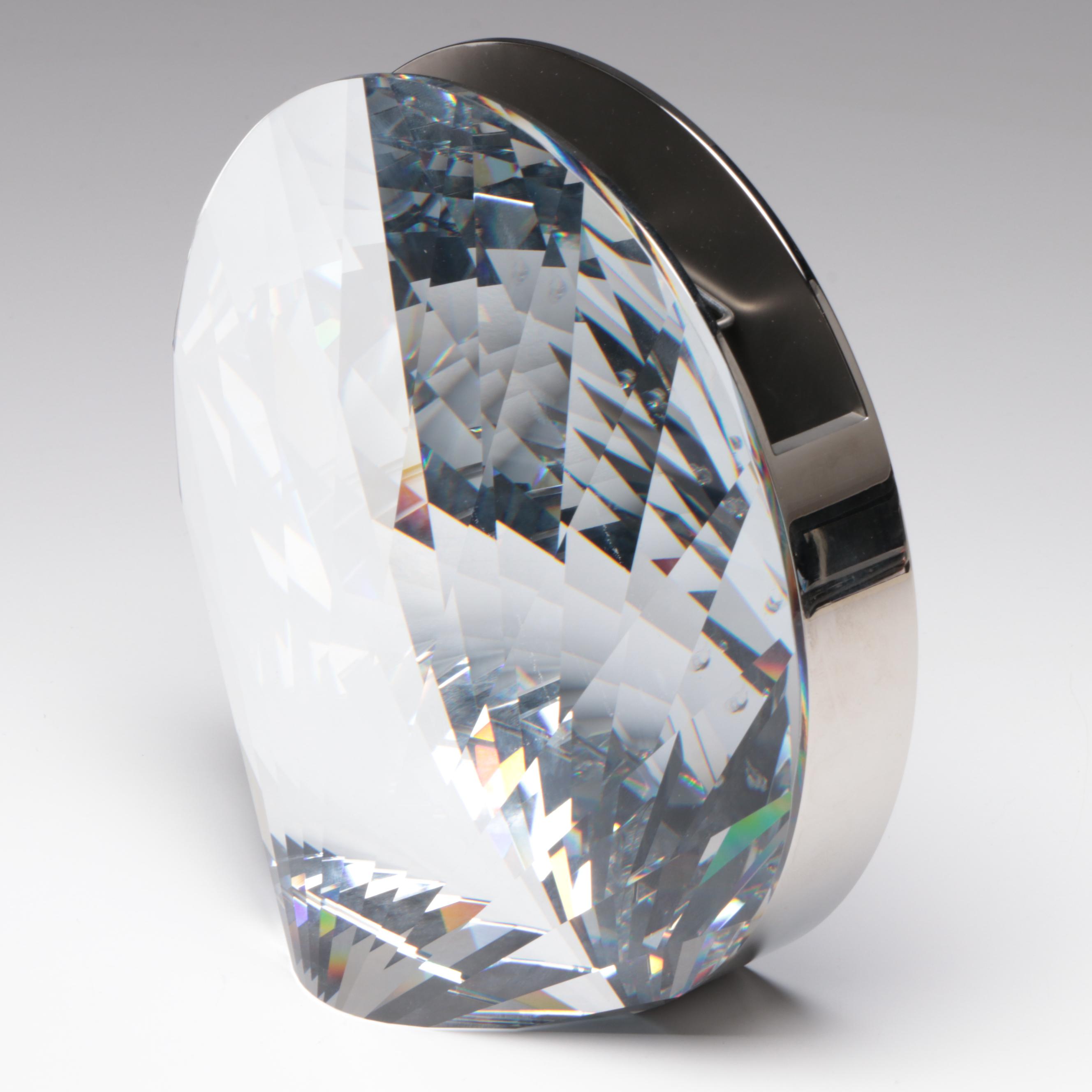 Swarovski Crystal "Scallop Clam Shell" with Art Glass Heart Paperweights