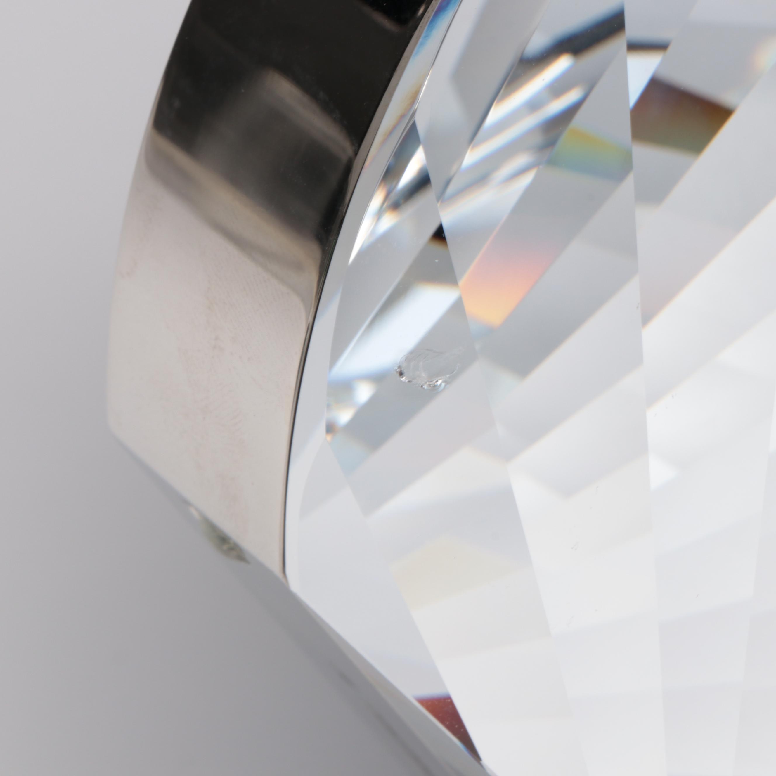 Swarovski Crystal "Scallop Clam Shell" with Art Glass Heart Paperweights