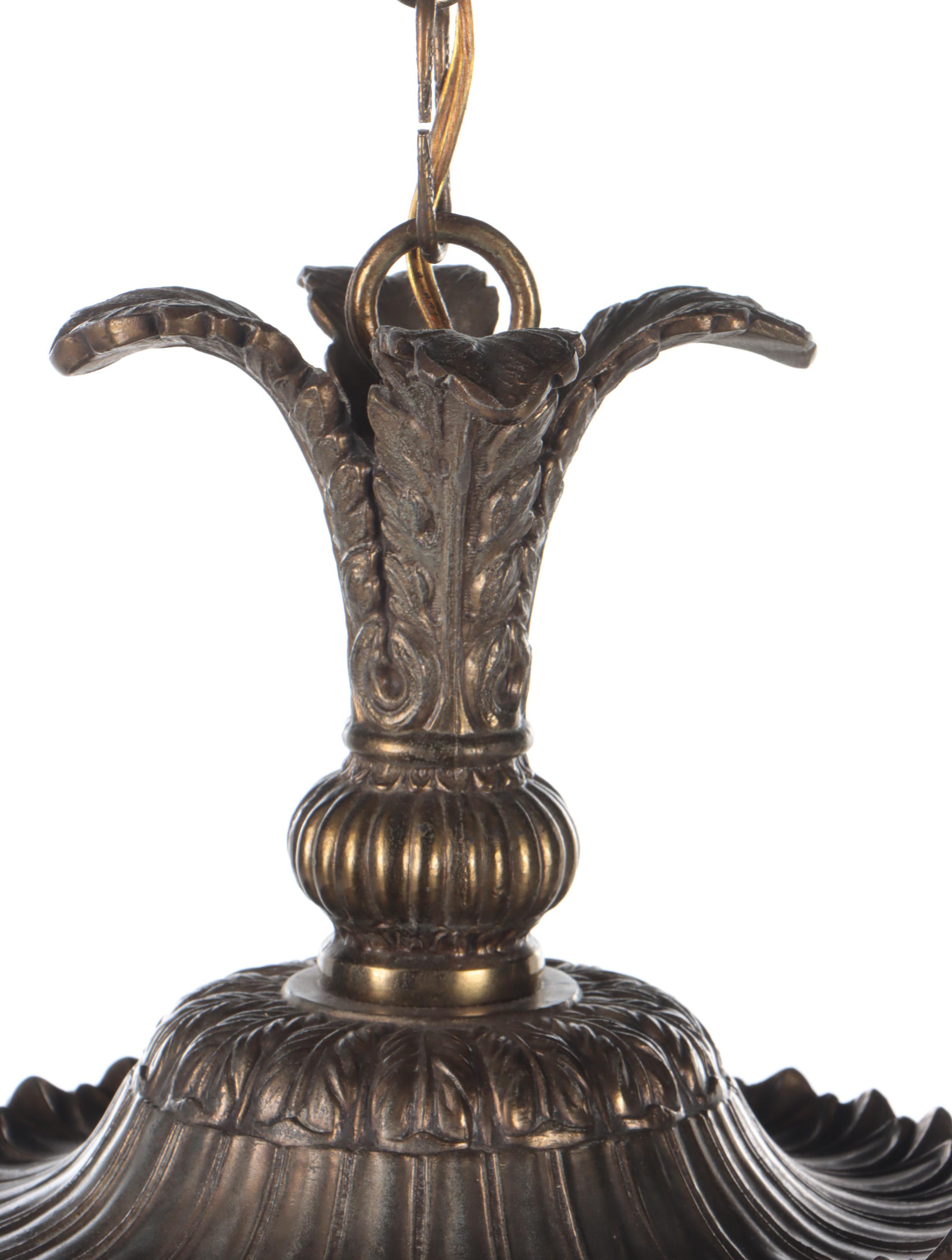 Hollywood Regency Filigree Brass and Iridescent Crystals Swag Pendant Light