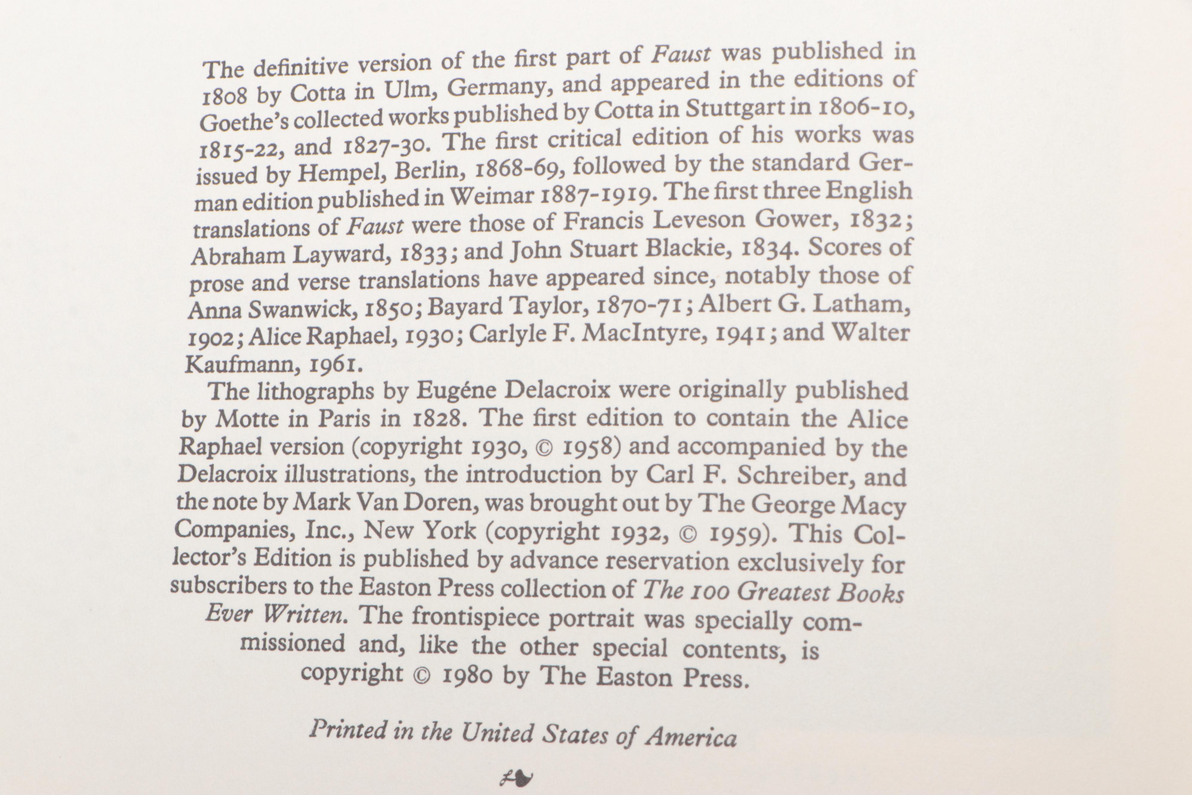Easton Press "A Tale of Two Cities," "Faust," and More Literary Classics