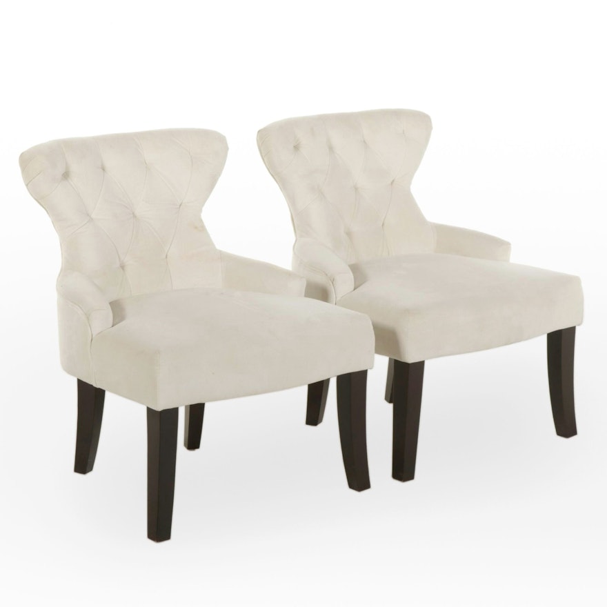 Pair of Office Star Microsuede Upholstered Fan-Back Side Chairs