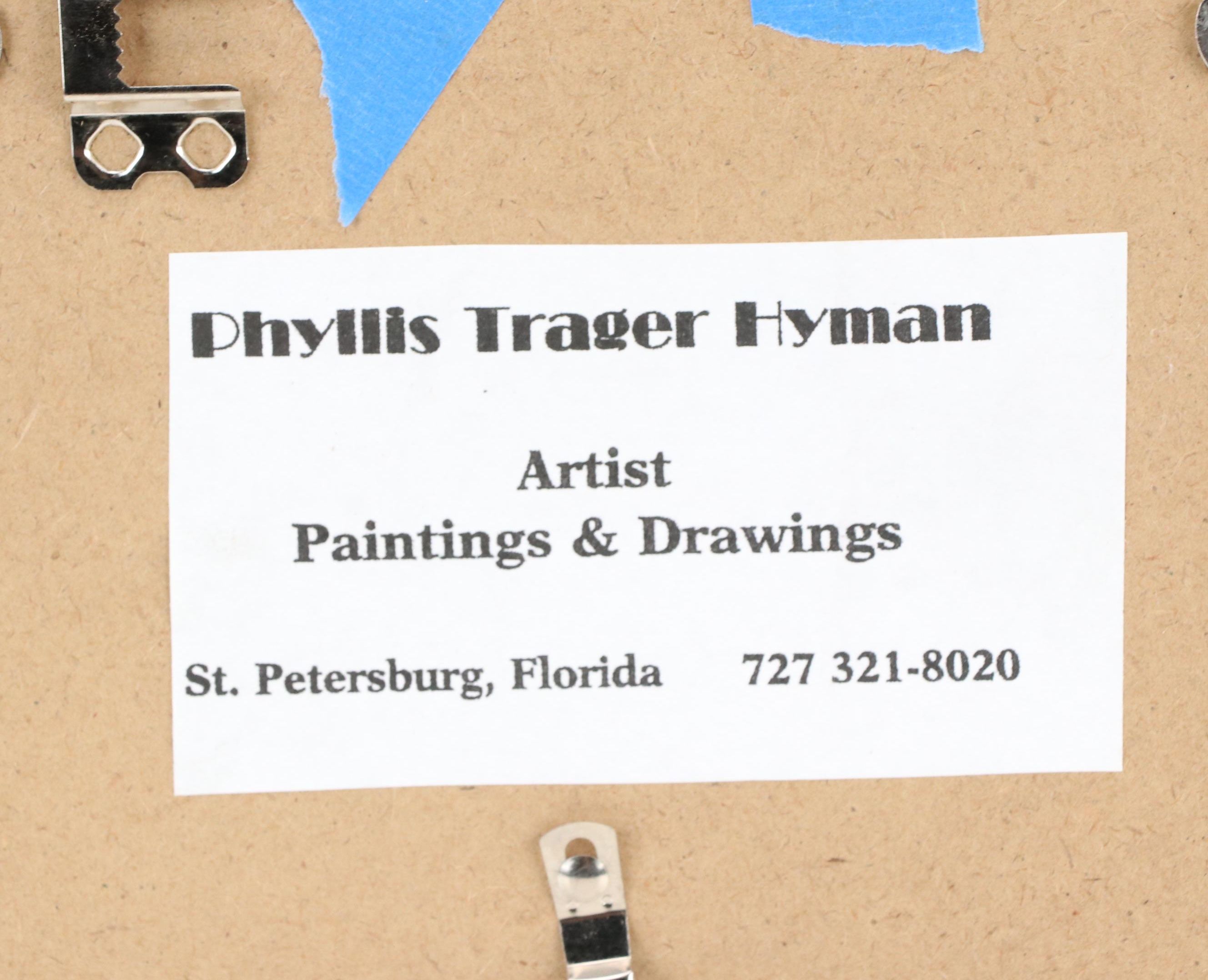 Phyllis Trager Hyman Stylized Ink Portrait, Mid–Late 20th Century