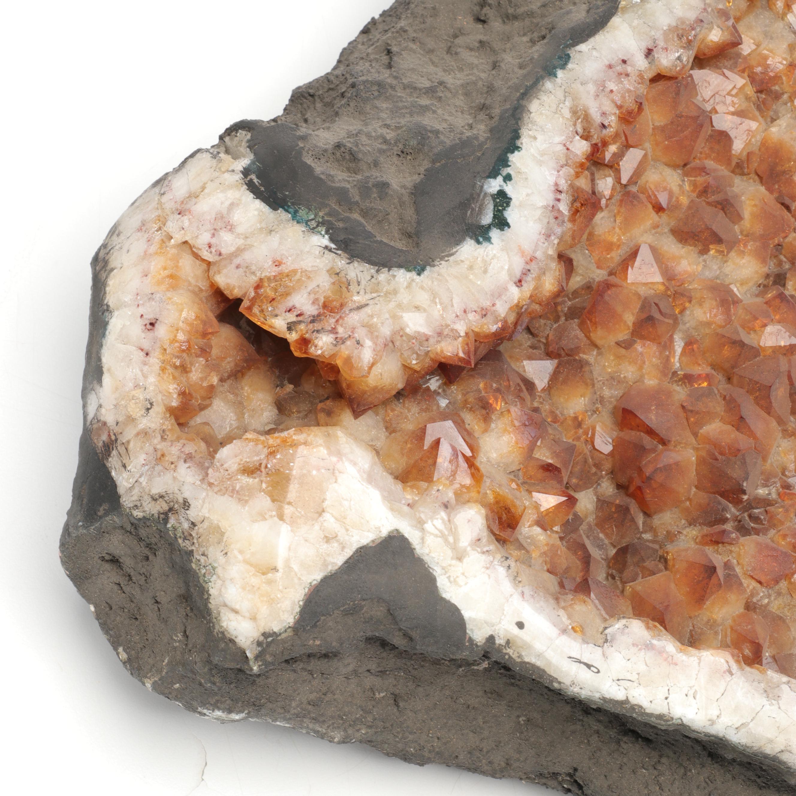 Large Natural Citrine Quartz Geode Fragment