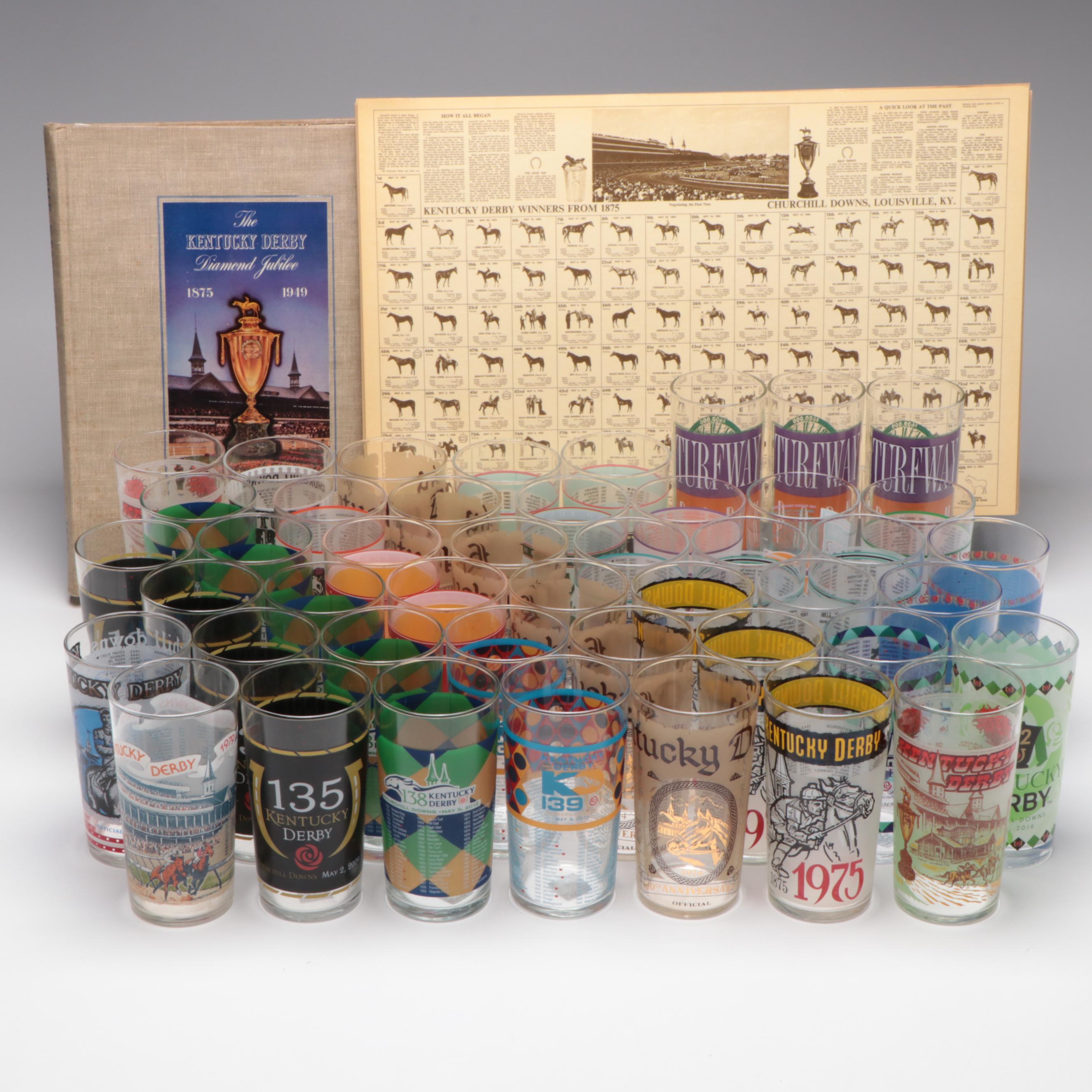 Kentucky Derby Annual Julep Glasses, Place Mats and Diamond Jubilee Book