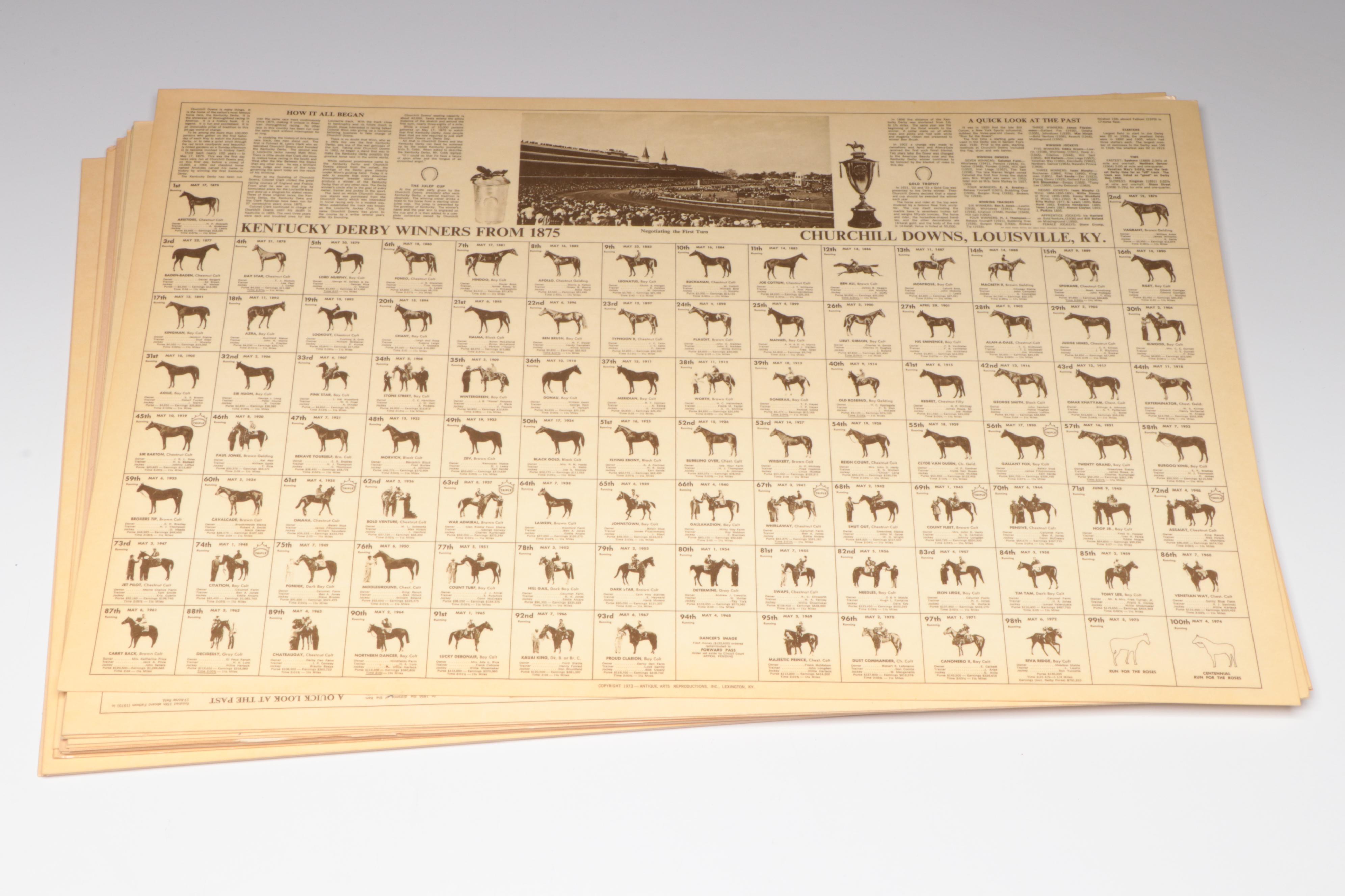 Kentucky Derby Annual Julep Glasses, Place Mats and Diamond Jubilee Book