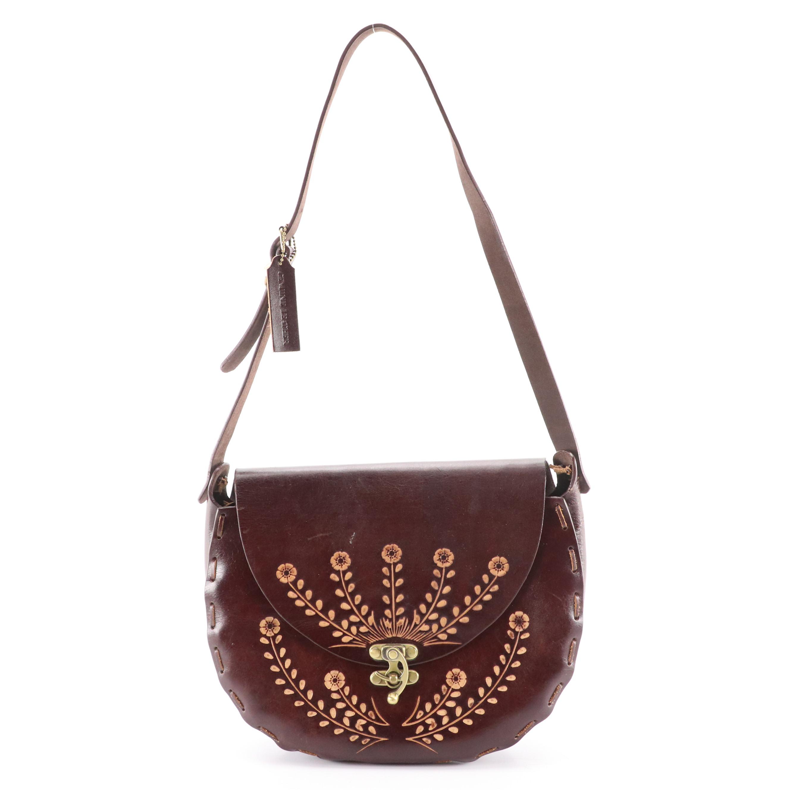 Large Needlepoint Purse and Tooled Leather Shoulder Bag