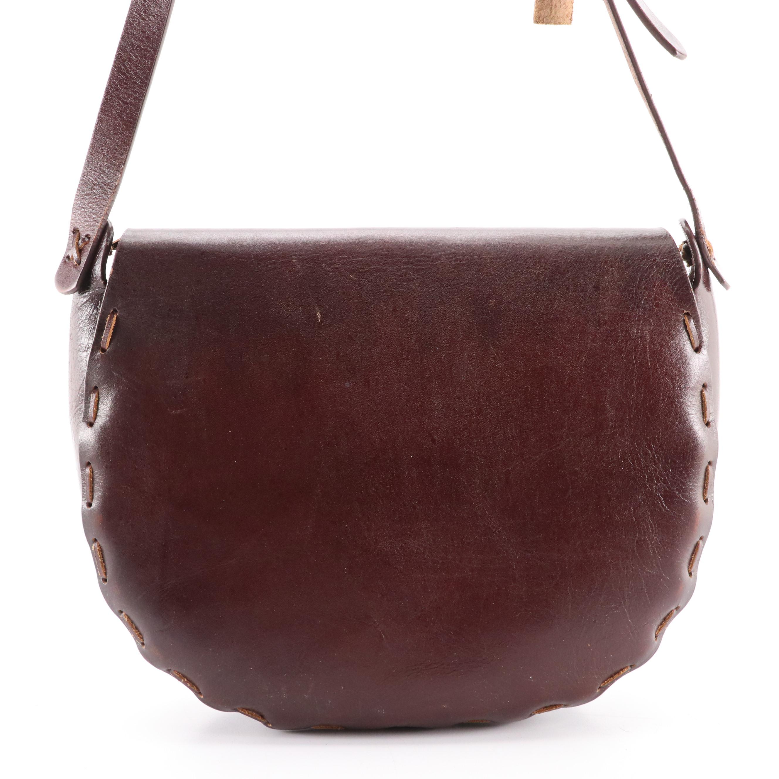 Large Needlepoint Purse and Tooled Leather Shoulder Bag